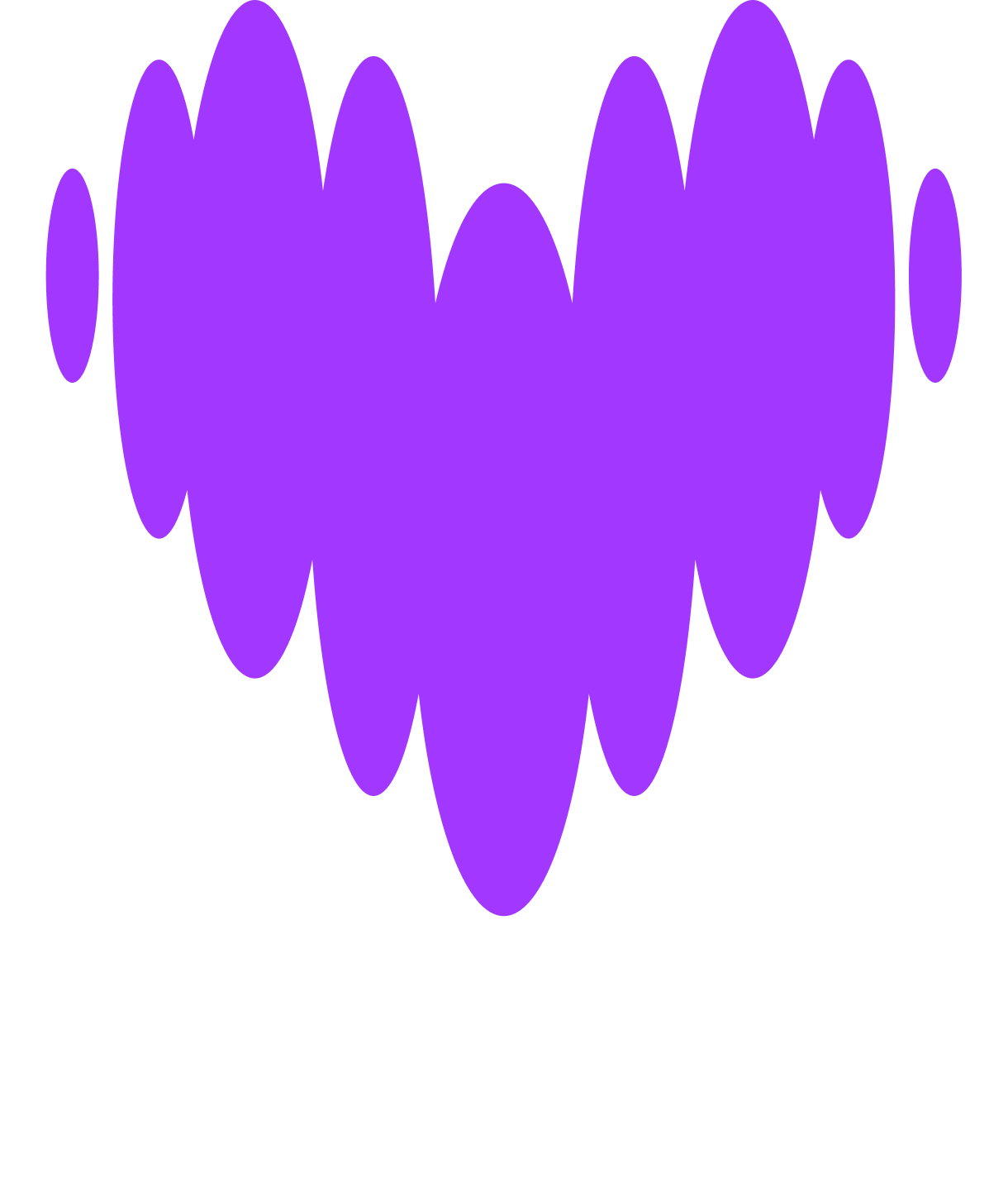 Purple heart-shaped soundwave with the word "DEEZER" in white capital letters below.