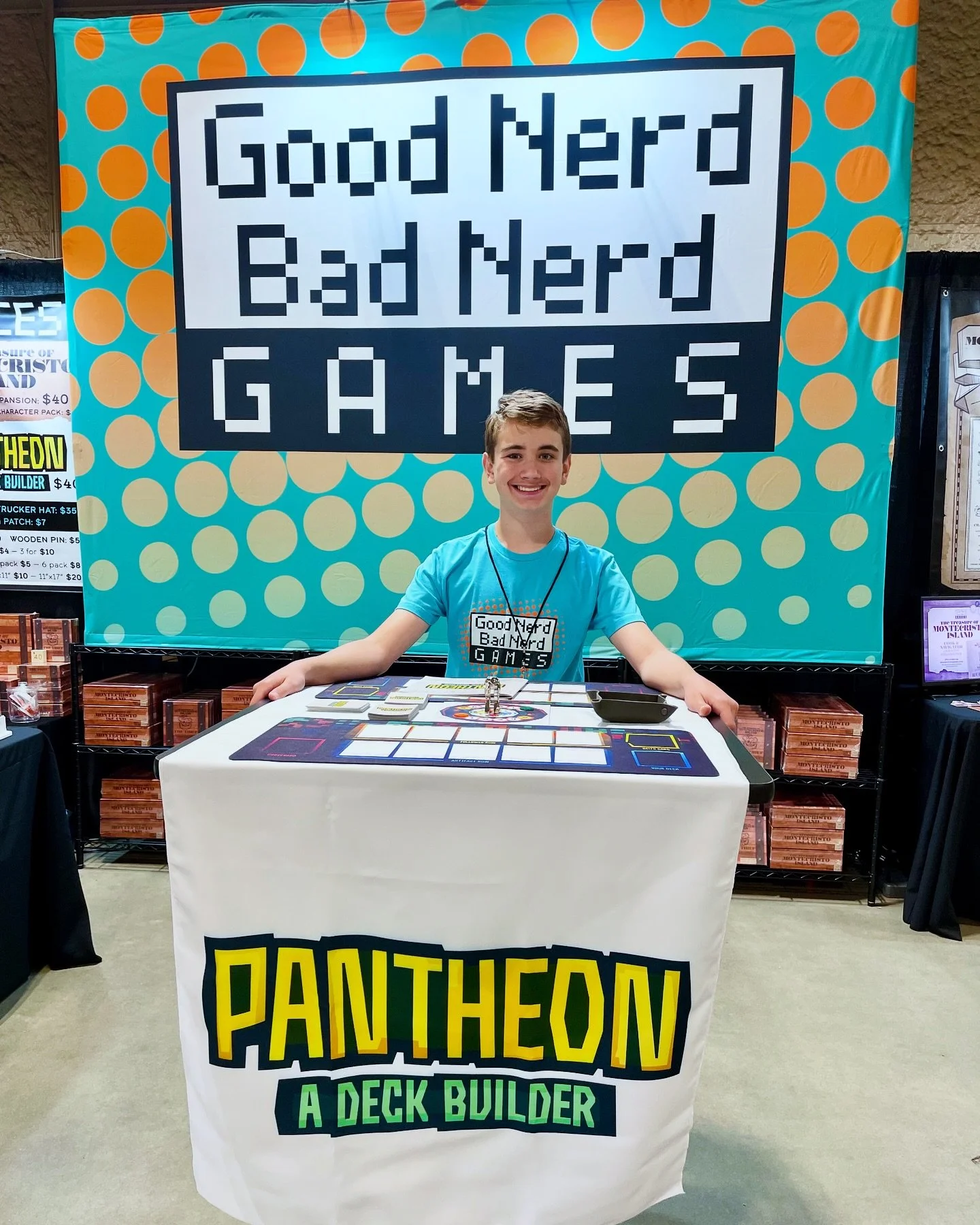 Megan's mini-me is working @gemstategaming! 

Boise locals, come play Pantheon with us! 

#pantheongame#gnbngames#new#twoplayer#deckbuilder#gamenight#boardgame#boardgamegeek#tabletopgaming#tabletopgame#boardgamesofinstagram
