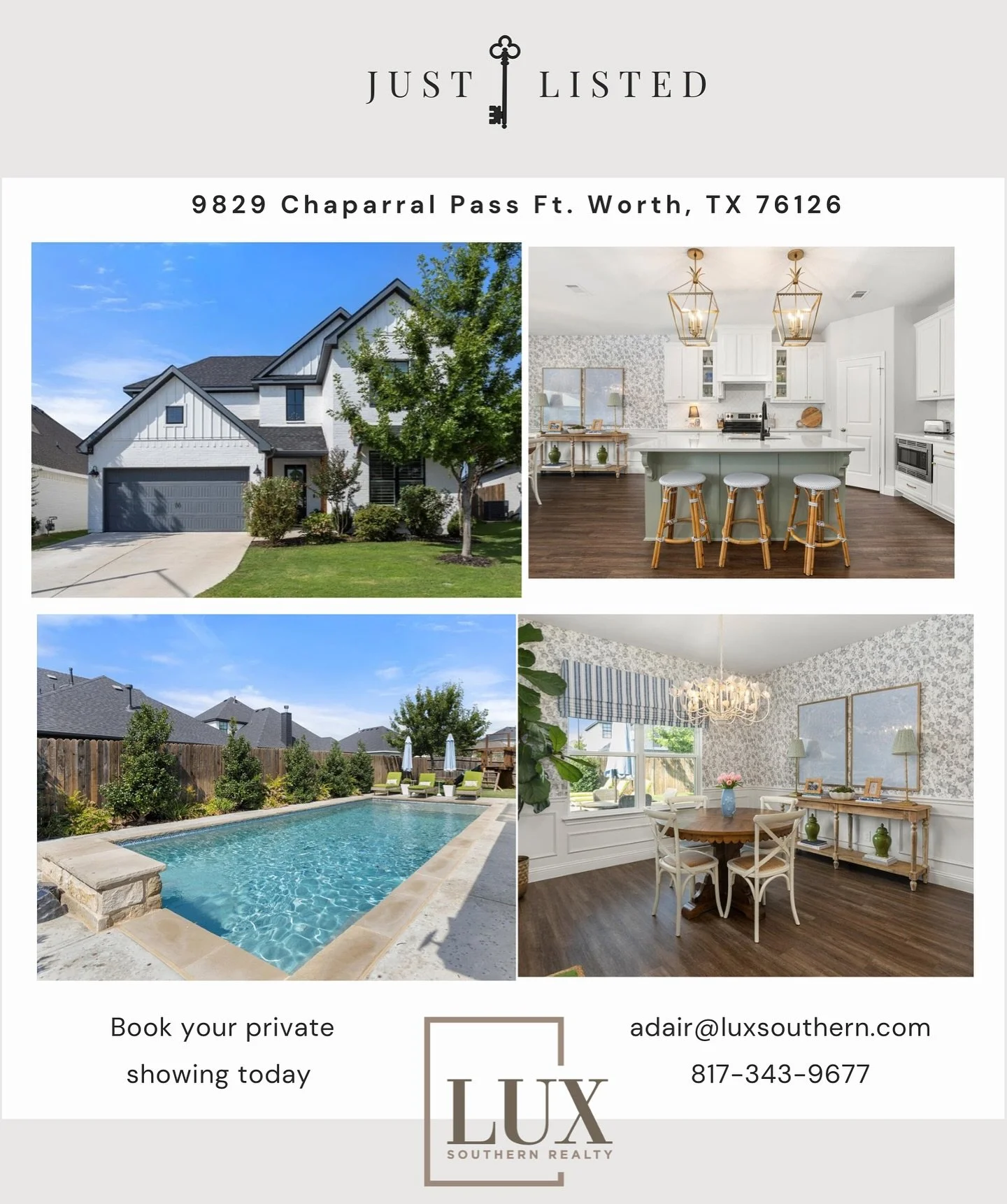 9829 Chaparral Pass in Skyline Ranch Just Listed! Offered at $520,000. Beautiful home with so many custom touches including wallpaper, decorative lighting, shiplap accents, and custom window treatments. 4 bed 3 full bath. 2 dining, 2 living rooms&hel