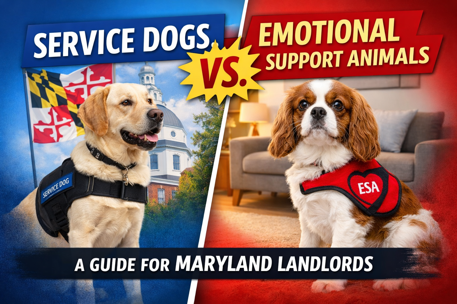 Real Service Dogs vs. Emotional Support Animals: What Maryland Landlords Need to Know