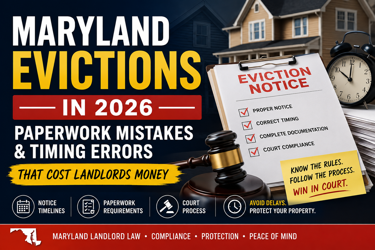 Maryland Evictions in 2026: Paperwork Mistakes and Timing Errors That Cost Landlords Money