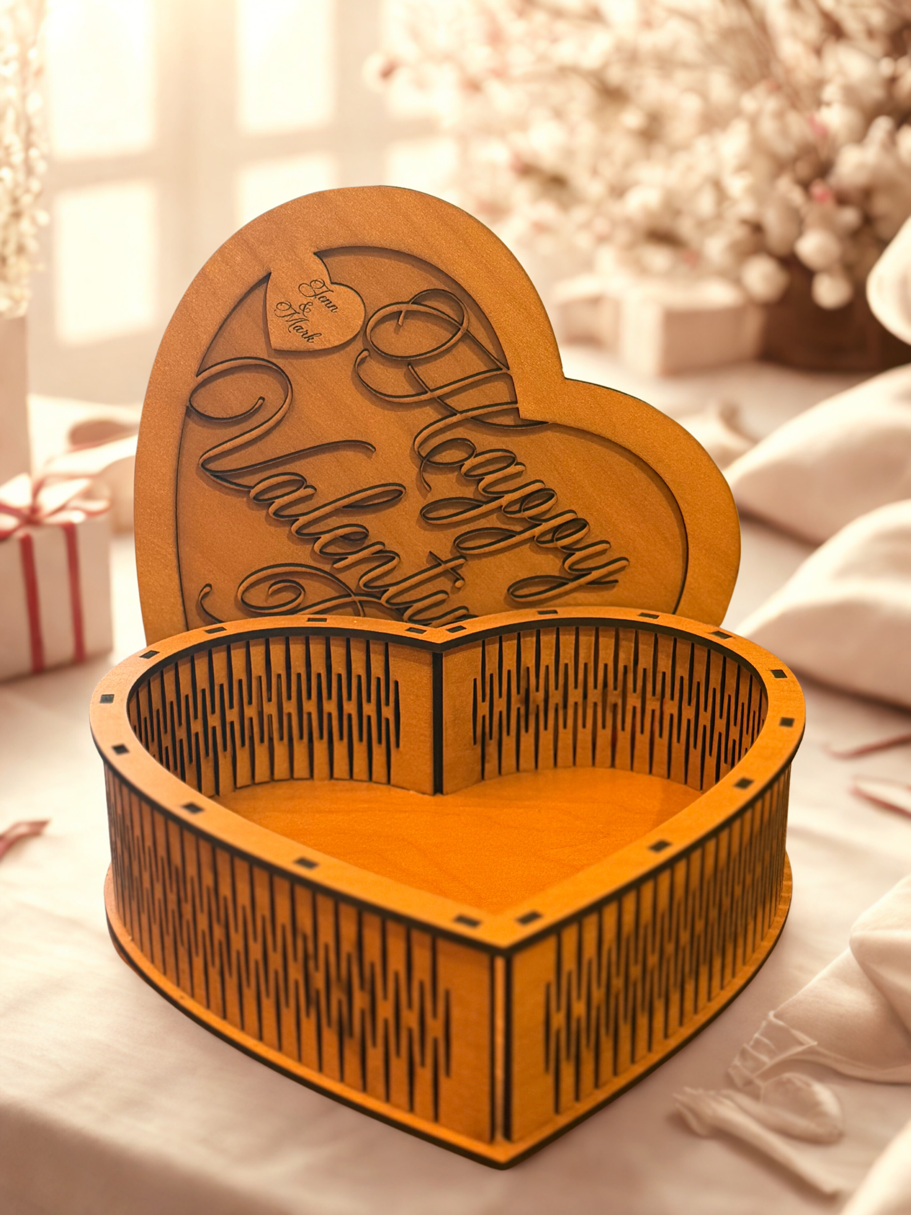 Personalized Heart Shaped Wooden Box – Valentine’s Day