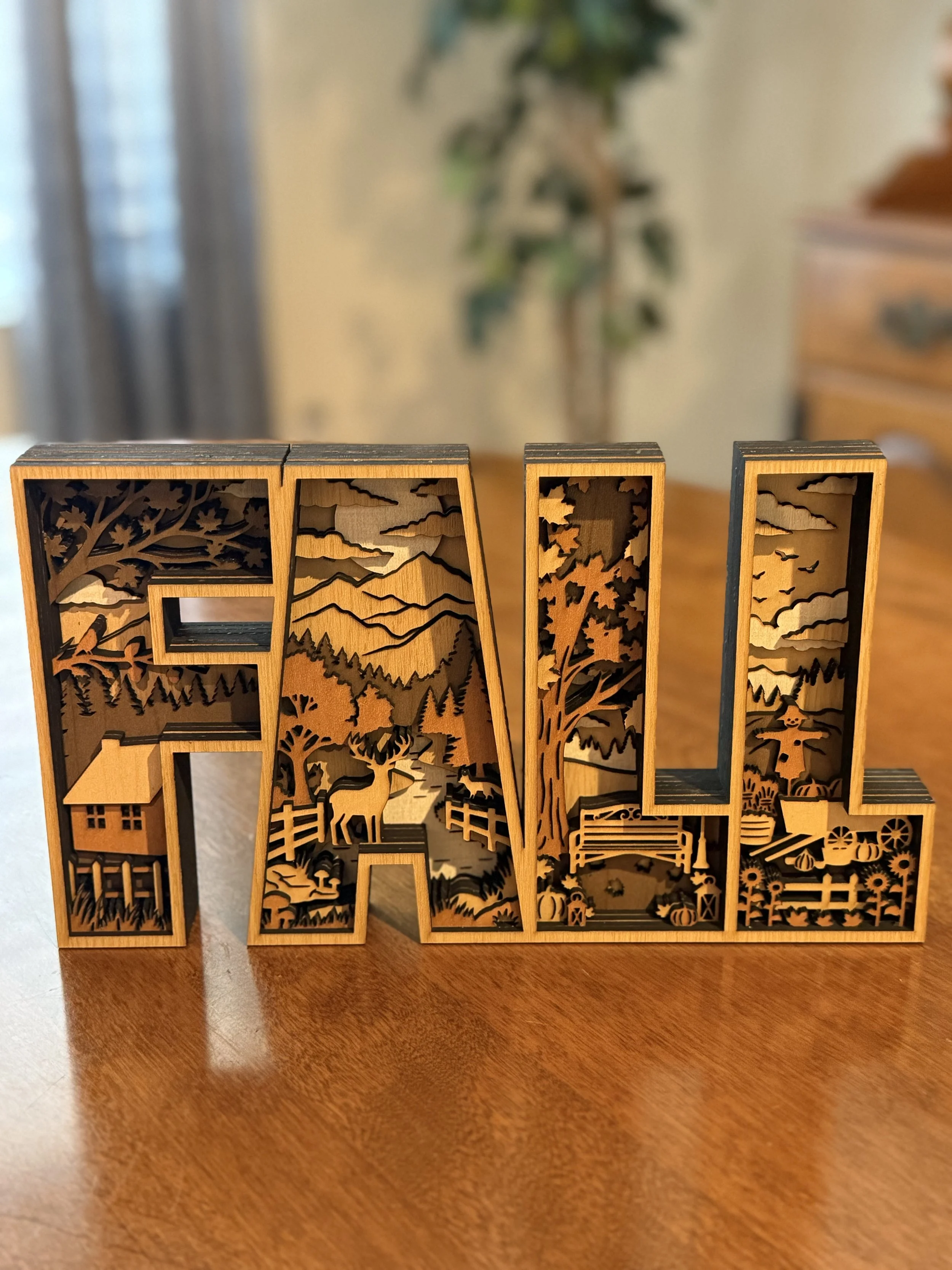 Layered Wooden FALL Sign – Autumn Farm & Woodland Scene