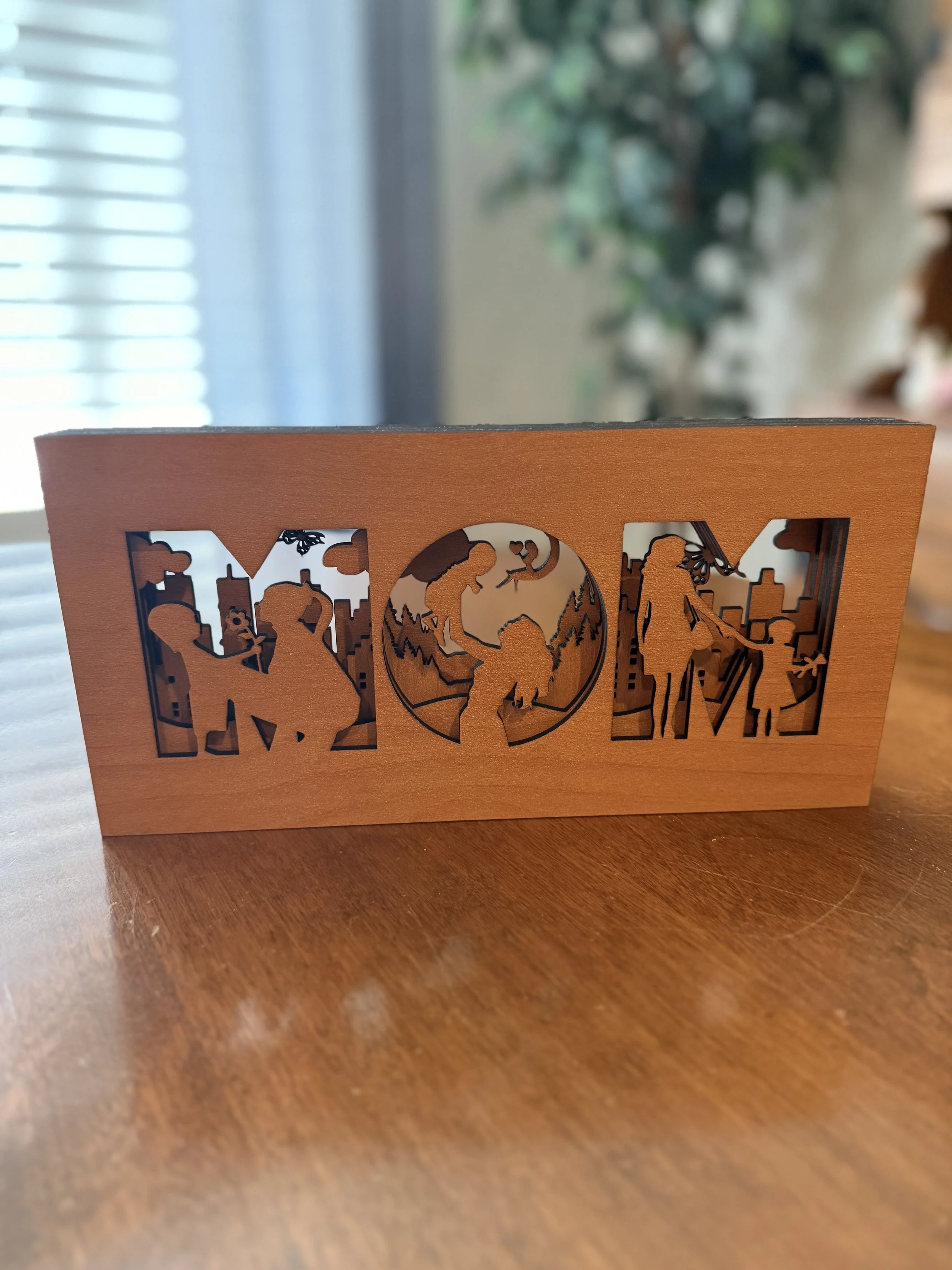 MOM Shadow box features vignettes of Mom with her daughter