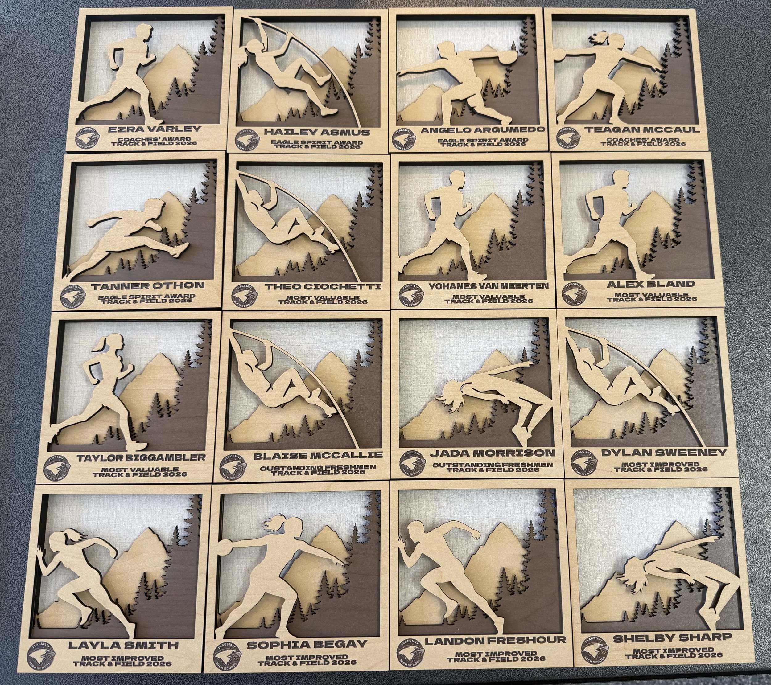 Bespoke award for the Flagstaff (AZ) High School track team