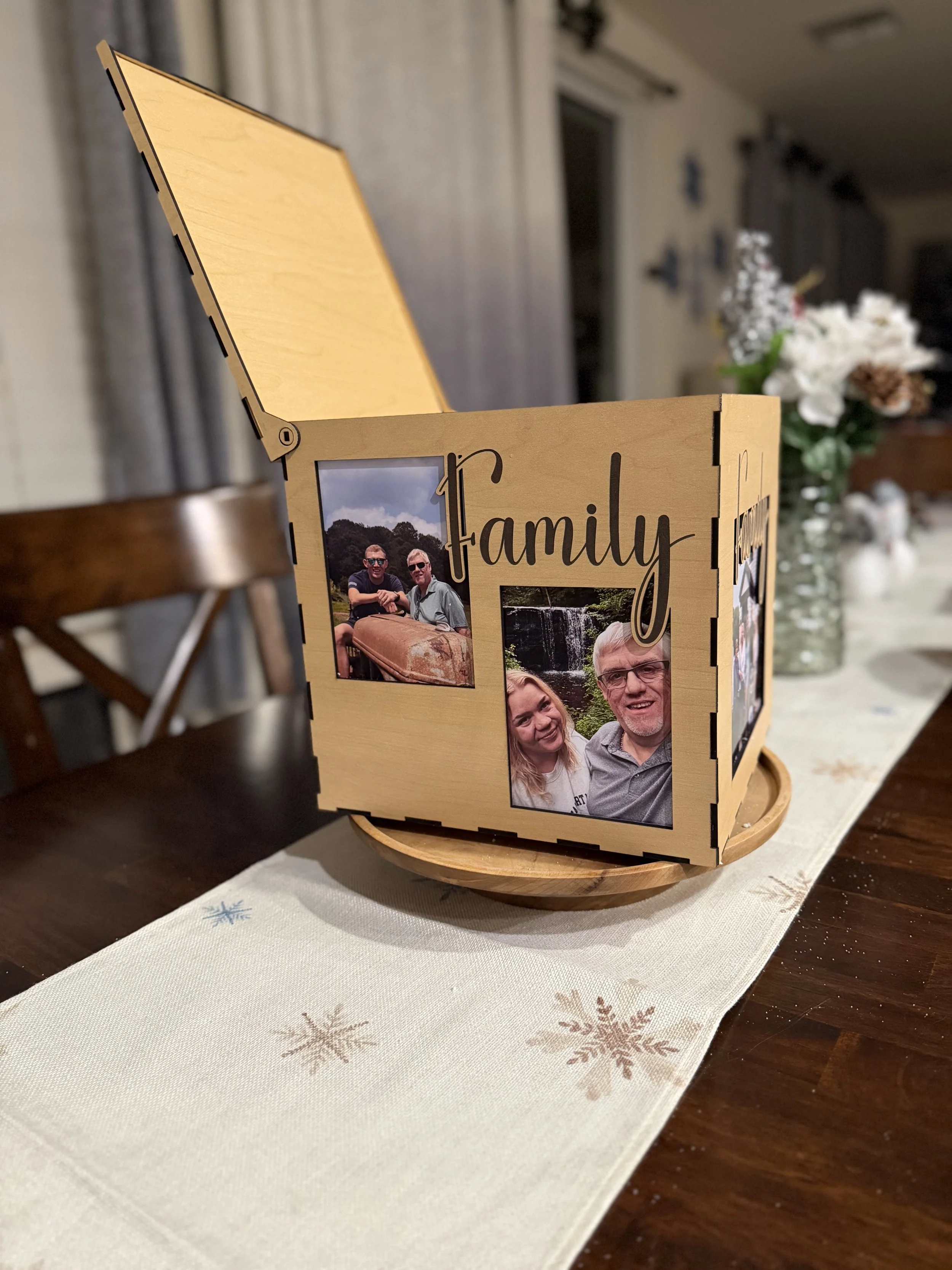 This is a 10" Cube, featuring space for 10 photos and also serves as beautiful memory box. 