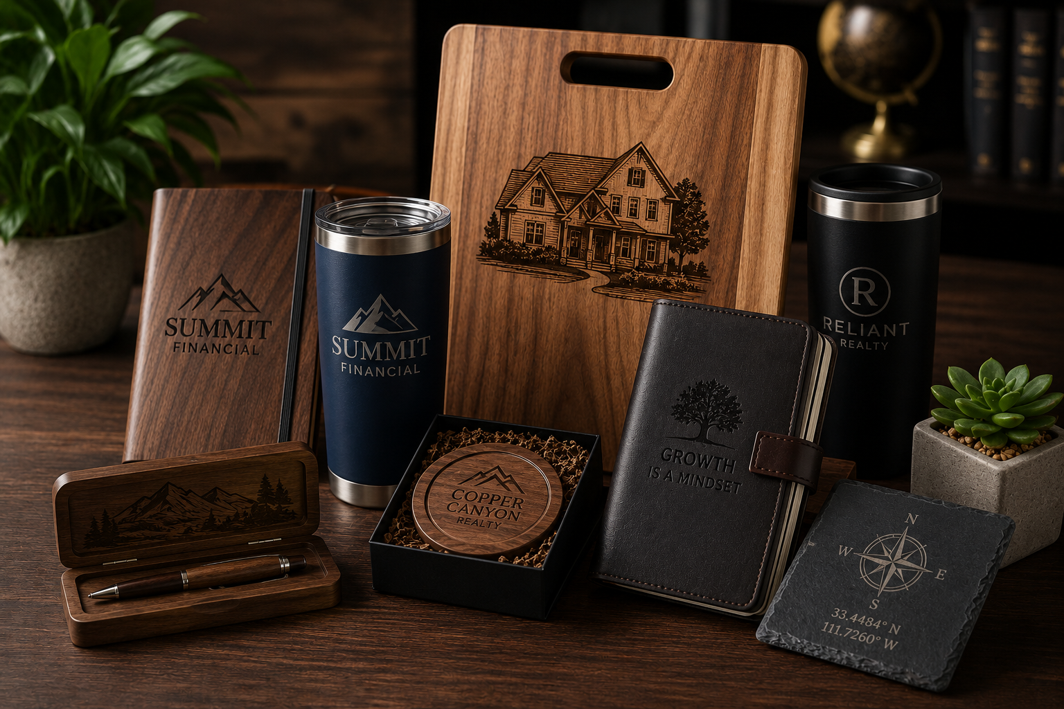Custom laser engraved corporate gifts and personalized décor by Blazing Edge Studios Arizona