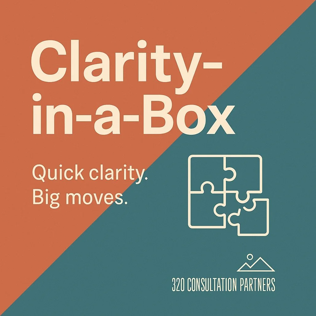 ✨ Introducing: Clarity-in-a-Box ✨

Leaders &mdash; if you&rsquo;ve been feeling stuck, overwhelmed, or unsure how to move your vision forward, this was built for you.

Clarity-in-a-Box is a focused, done-for-you strategy sprint:

Pre-work to uncover 