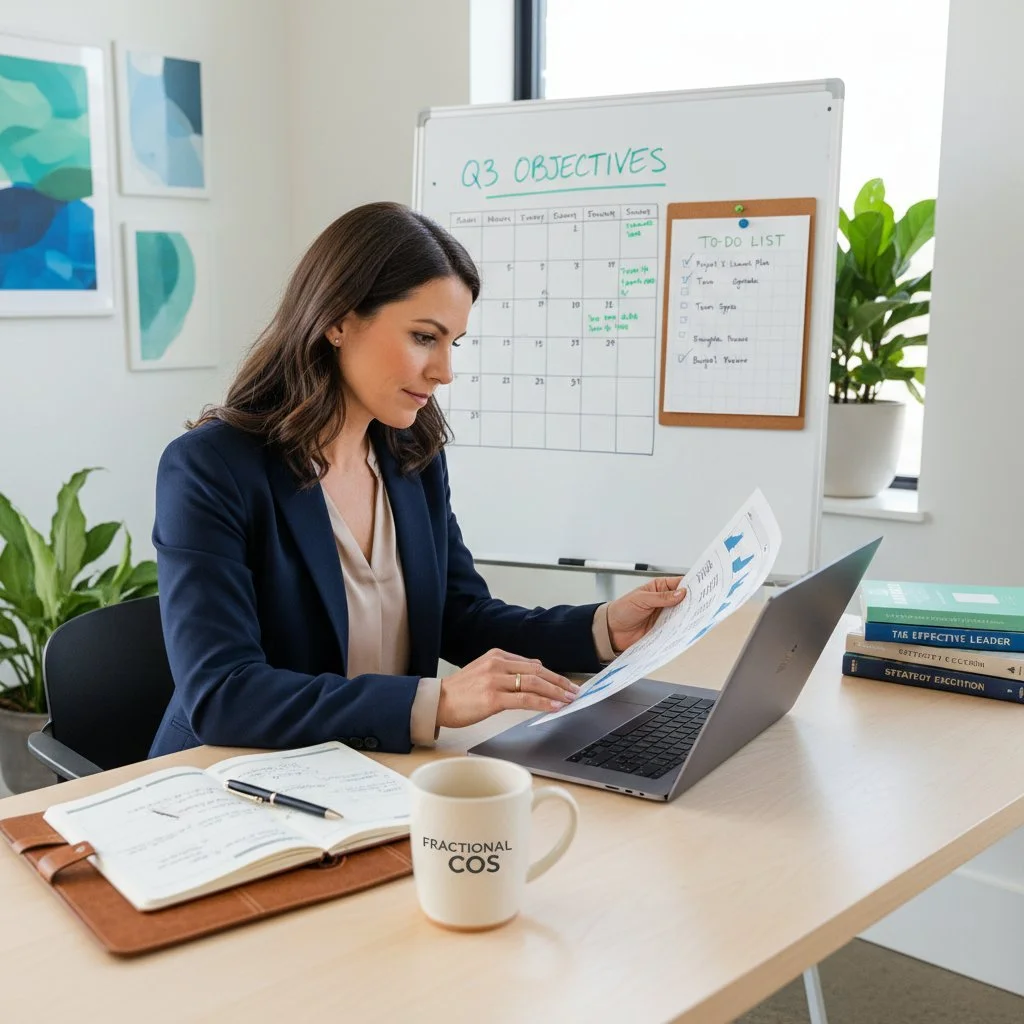 Ever wished you had a Chief of Staff&mdash;but only when you need one? That&rsquo;s where I come in. As your Fractional Chief of Staff, I help bring order, clarity, and momentum to your projects and team. From strategy to process improvement, you get