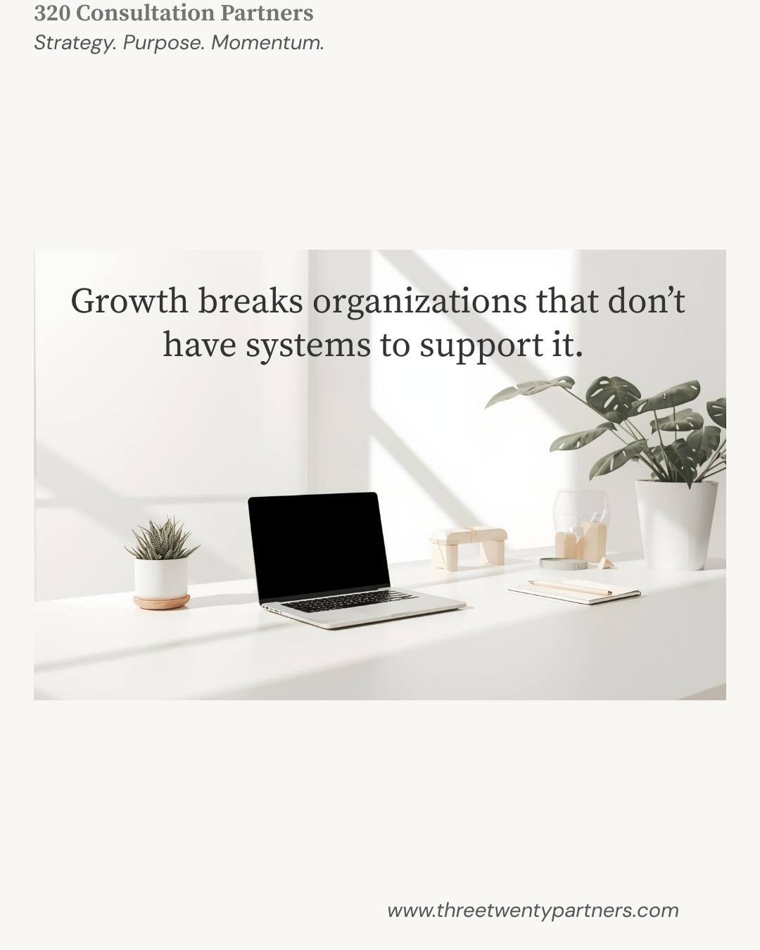 Growth is exciting&mdash;until it starts breaking things.

More clients.
More demand.
More pressure.

Without strong systems:
&bull; Communication slips
&bull; Teams feel stretched
&bull; Leaders carry the load

Growth doesn&rsquo;t create problems.
