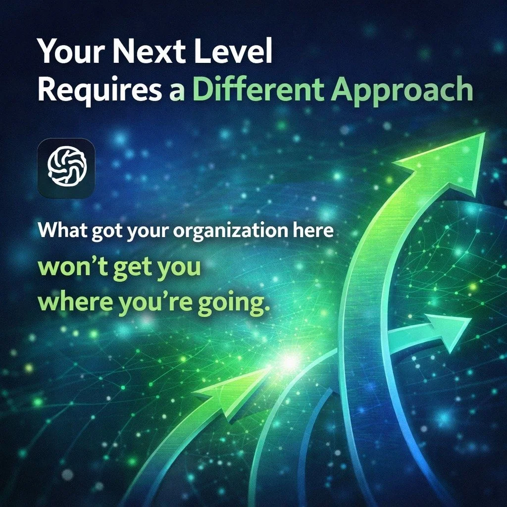 What got your organization here
won&rsquo;t get you where you&rsquo;re going.

Growth introduces:

More people
More decisions
More complexity

And without intentional structure,
that growth turns into pressure.

This is where many teams stall.

Not b