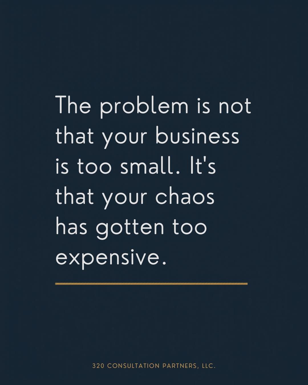 The problem is not that your business is too small.
It&rsquo;s that your chaos has gotten too expensive.

At some point, disorganization stops being &ldquo;just a busy season&rdquo;
and starts costing you:

❌missed opportunities
❌delayed decisions
❌t