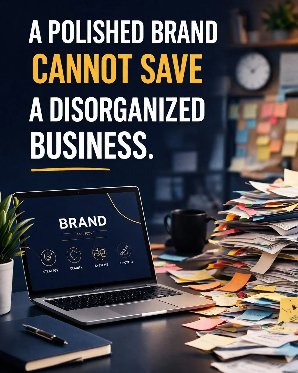 A polished brand cannot save a disorganized business.

You can have beautiful graphics.
A strong website.
A compelling mission.
A clear offer.

But if the operations behind it are messy, people feel that too.

They feel it in the delayed follow-up.
T