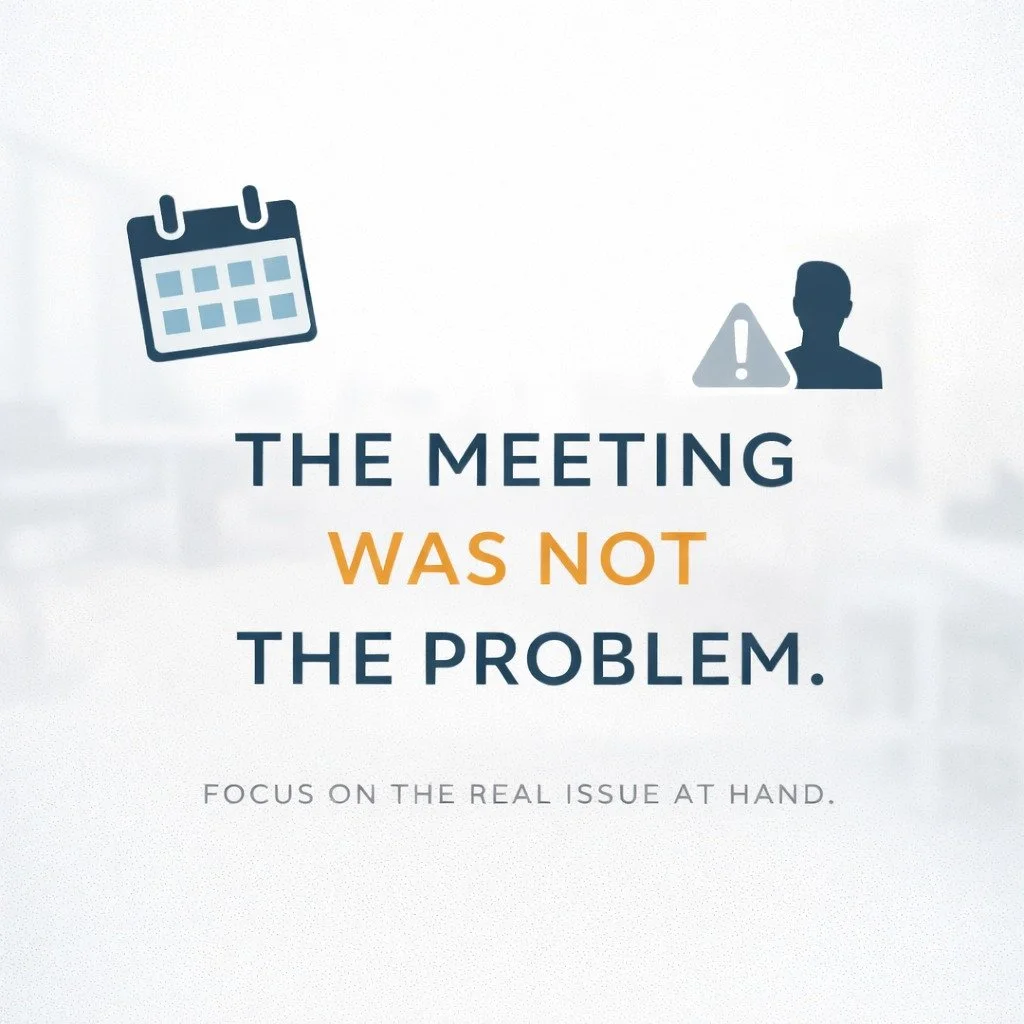 The meeting was not the problem.

The lack of a clear outcome before the meeting was the problem.

Before your next one, ask:
What decision needs to be made?
Who actually needs to be in the room?
What does done look like?

Intentional meetings protec