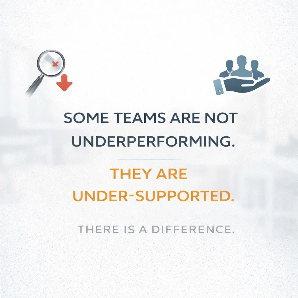 Some teams are not underperforming. They are under-supported.

There is a difference.

Before restructuring, ask:
Do they have what they need?
Do they know what success looks like?
Have we removed the obstacles in their way?

Leadership is not just s