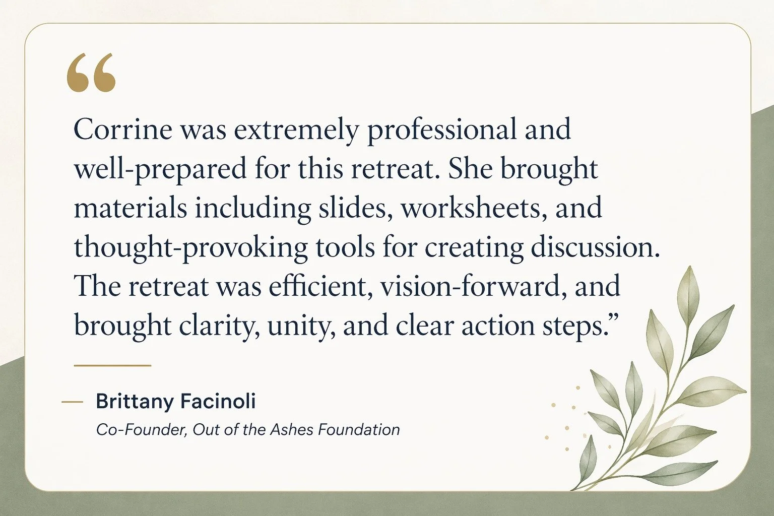 I&rsquo;m continually grateful for the opportunity to serve teams who are stewarding meaningful, mission-driven work.

When leaders come together with openness and a shared purpose, it creates space for clarity, unity, and forward movement in a power
