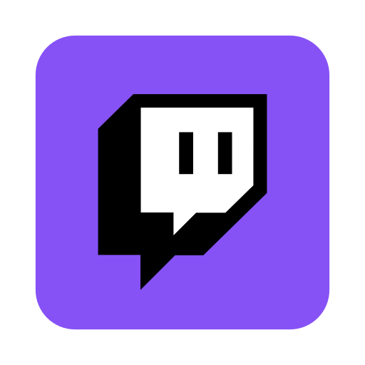 Twitch logo on a purple background.