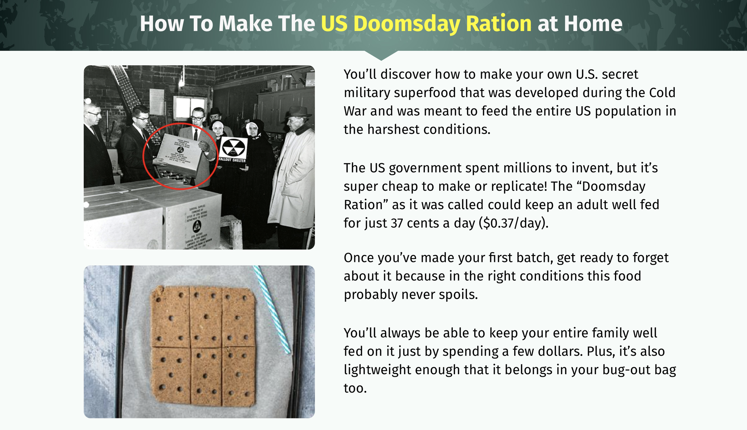 Step-by-step example of how to make the U.S. military doomsday ration at home using shelf-stable survival ingredients