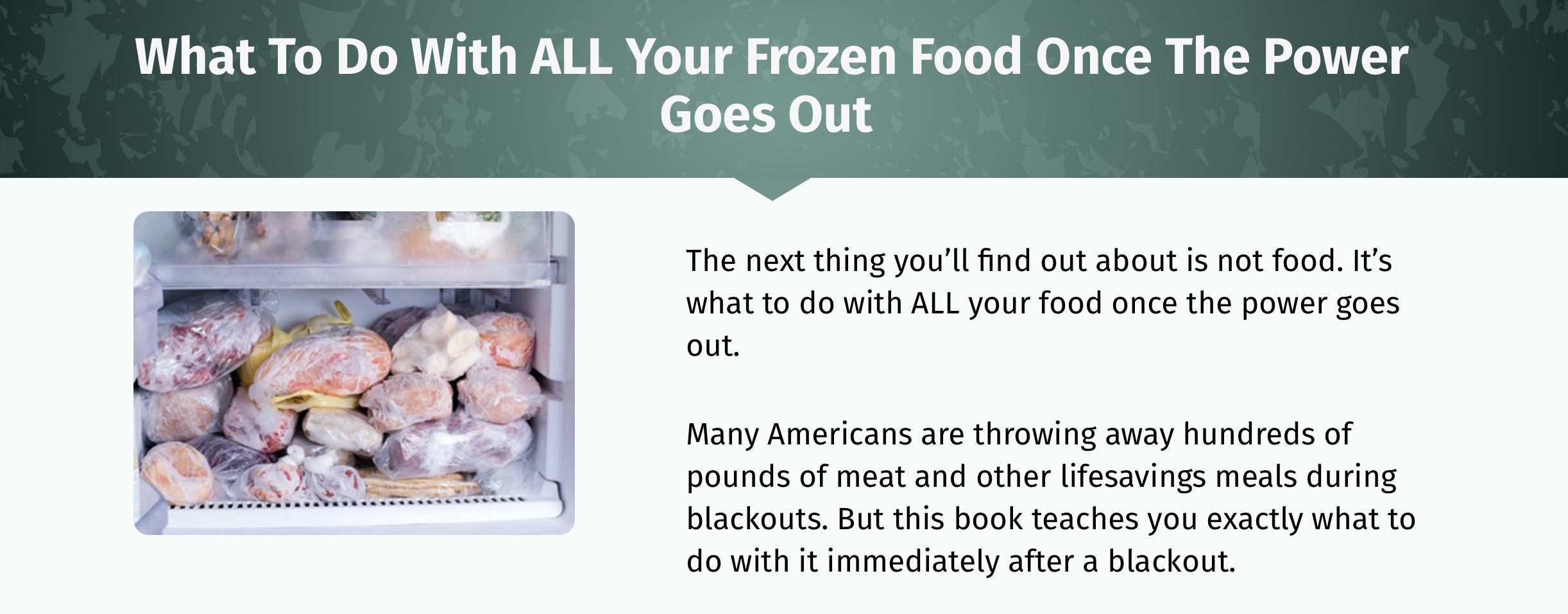 Emergency food preservation methods for saving frozen food during a power outage without electricity