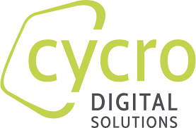 Logo mit grüner Umrisslinie und Text 'cycro digital solutions' in grüner und schwarzer Schrift.