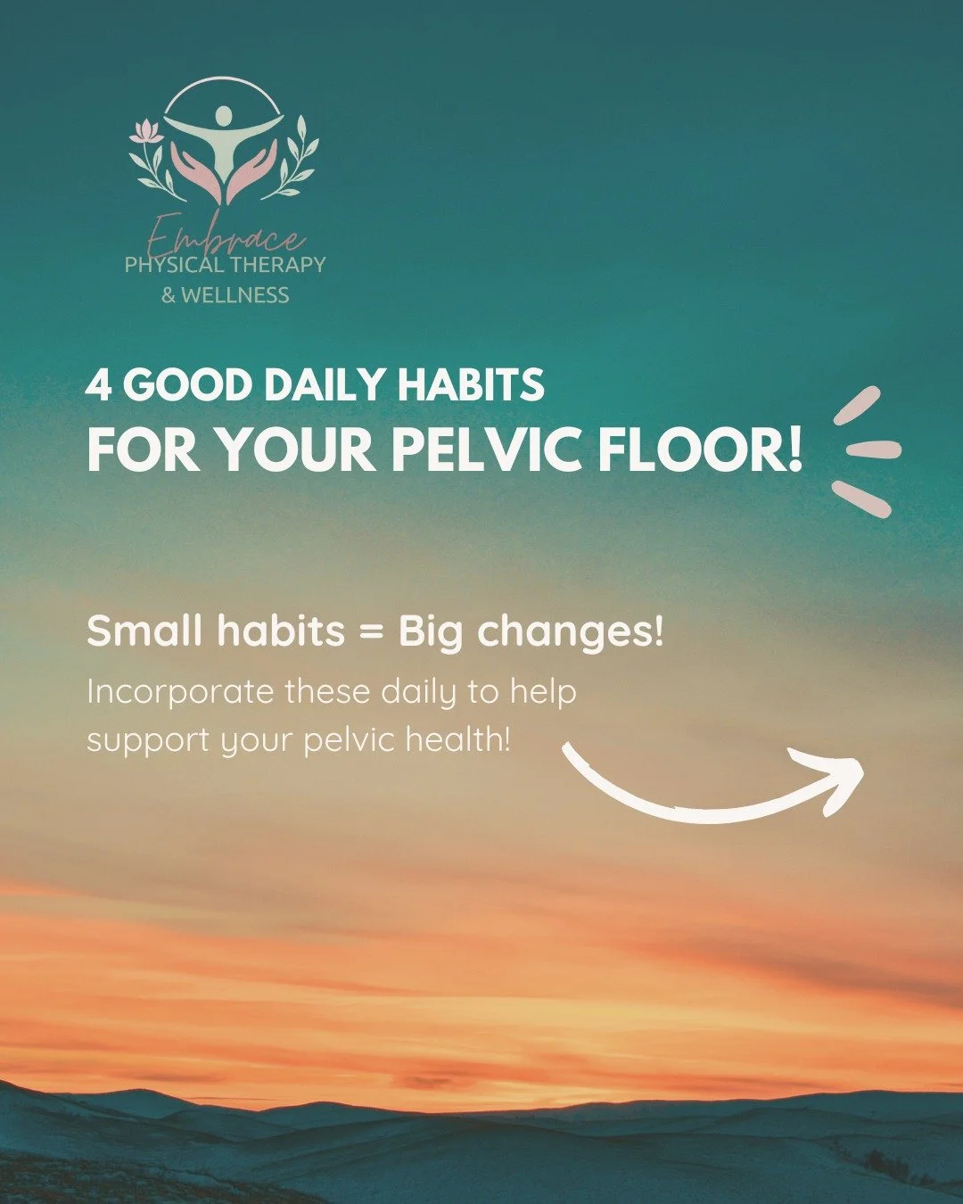 Daily habits for your pelvic floor health can be essential in maintaining optimal function throughout your lifespan! 

Which one are you already doing daily? Which one will you begin to incorporate? How are you moving daily? Drop a comment below! 

 