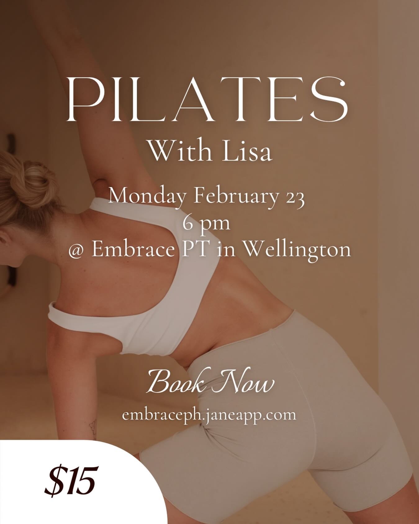 Register now at embraceph.janeapp.com for our Mat Pilates class at 6 pm - tomorrow, Monday, February 23! Looking forward to having Lisa teach her class in our clinic!!