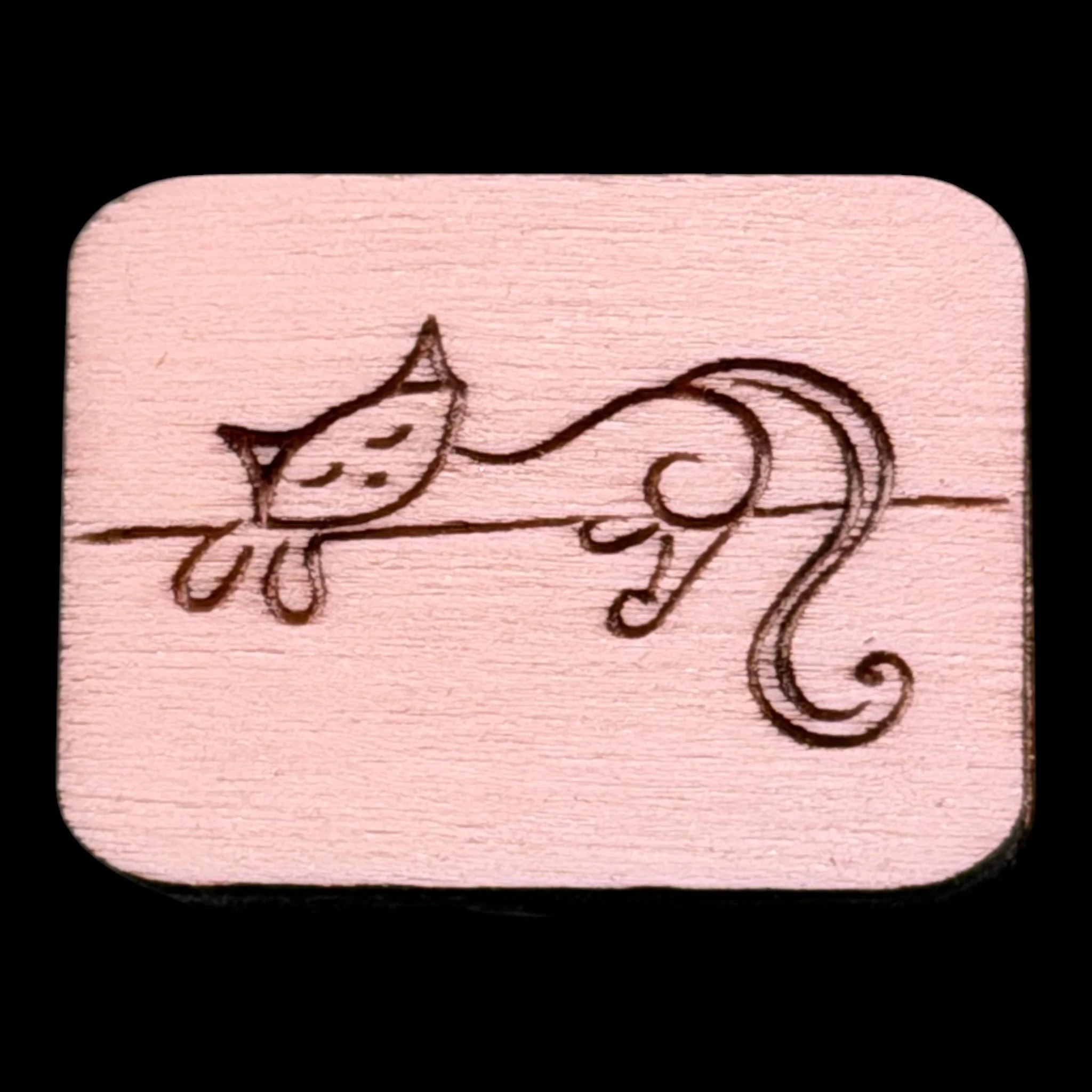 Lazy Cat – Handcrafted Engraved Wooden Mahjong Tiles - Various Sizes