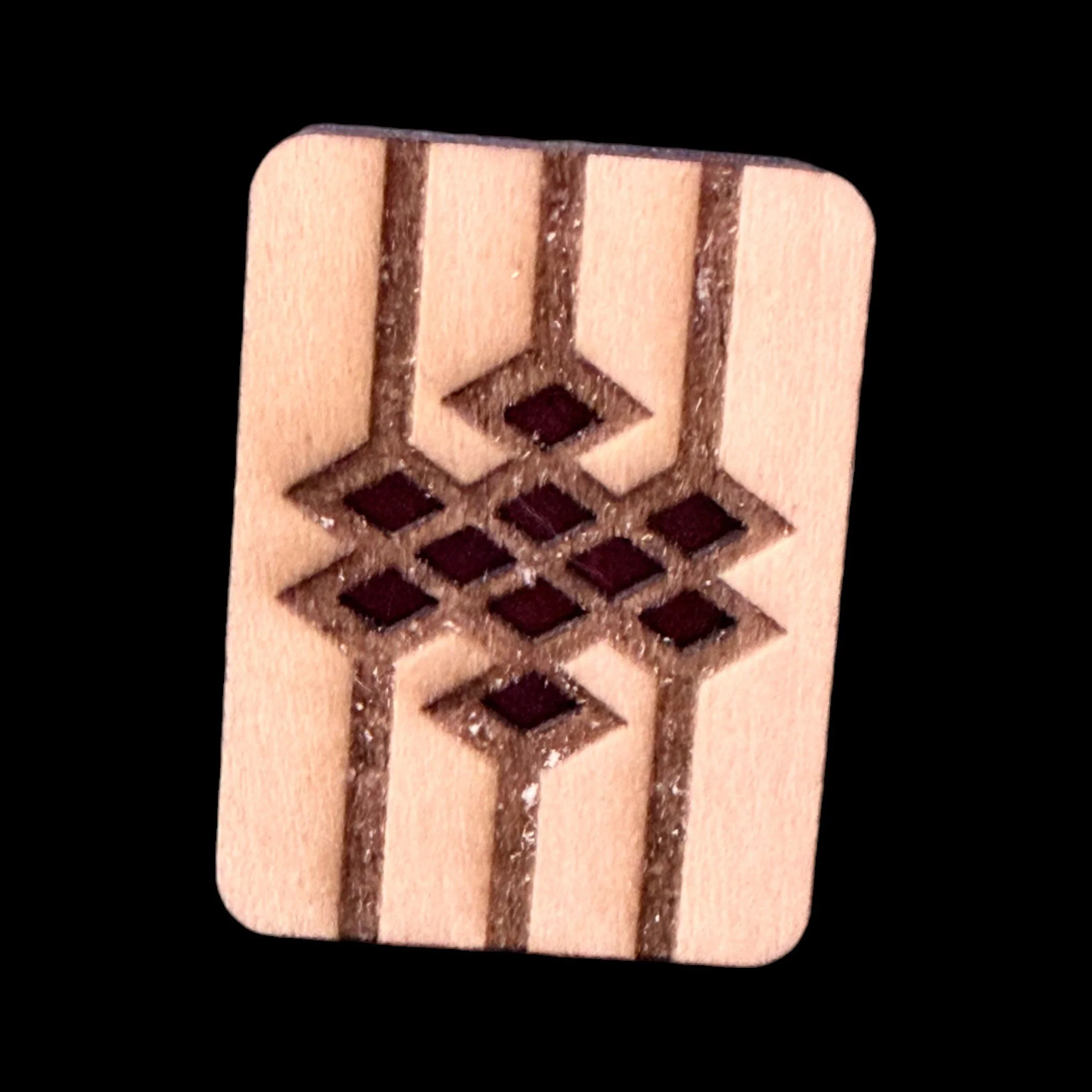Diamonds and Lines – Handcrafted Engraved Wooden Mahjong Tiles - Various Sizes
