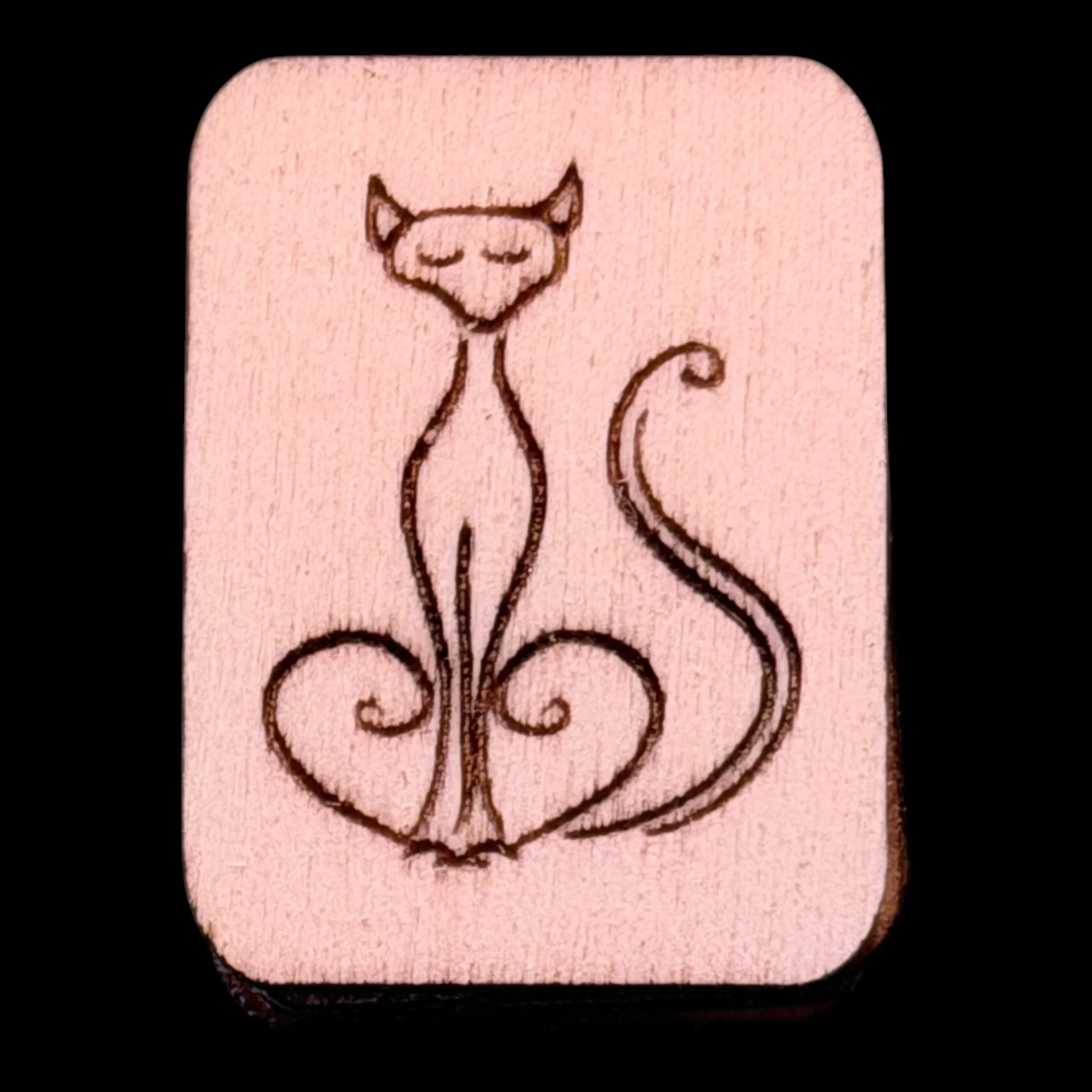 Sophisticated Cat – Handcrafted Engraved Wooden Mahjong Tiles - Various Sizes