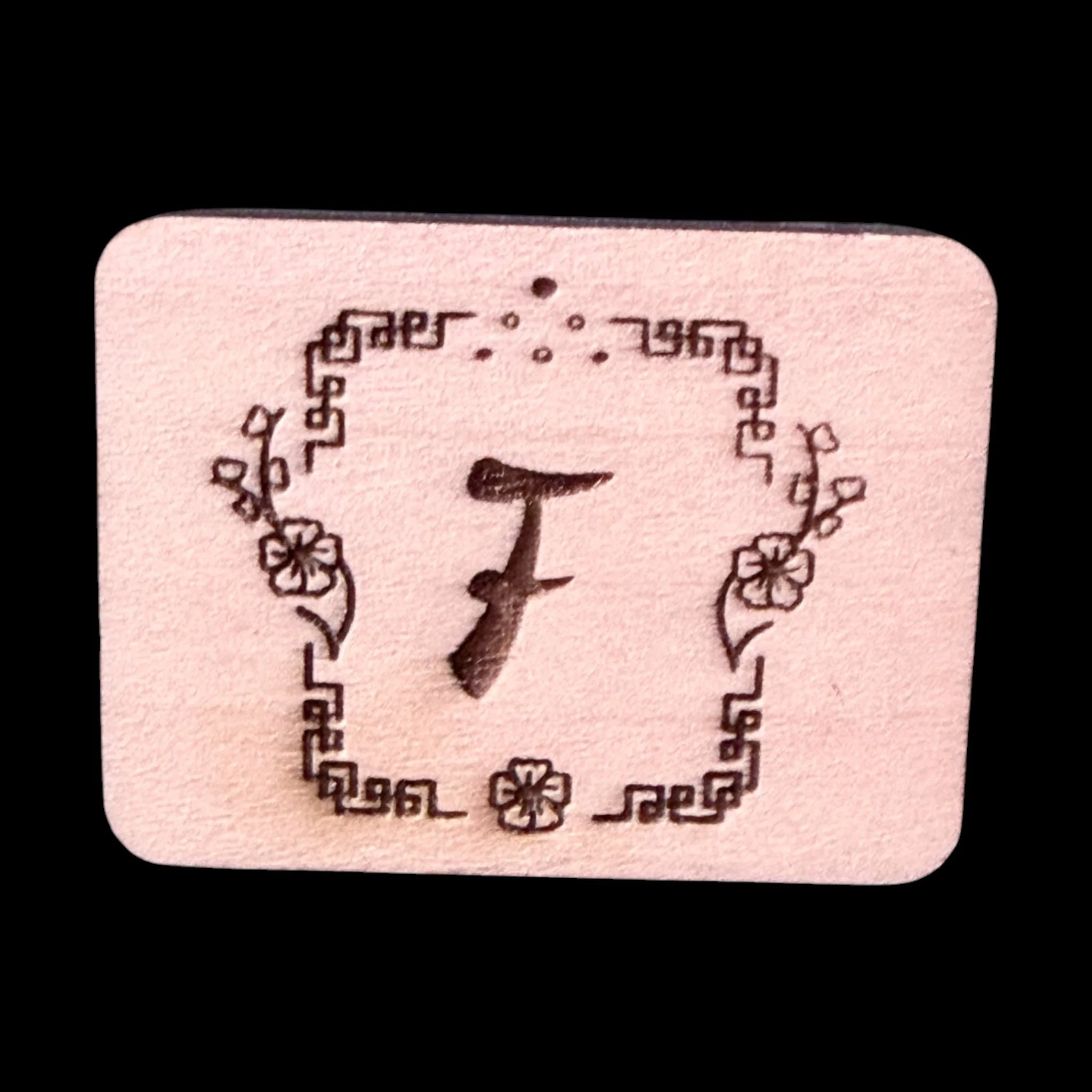 Flower Monogram – Handcrafted Engraved Wooden Mahjong Tiles - Various Sizes