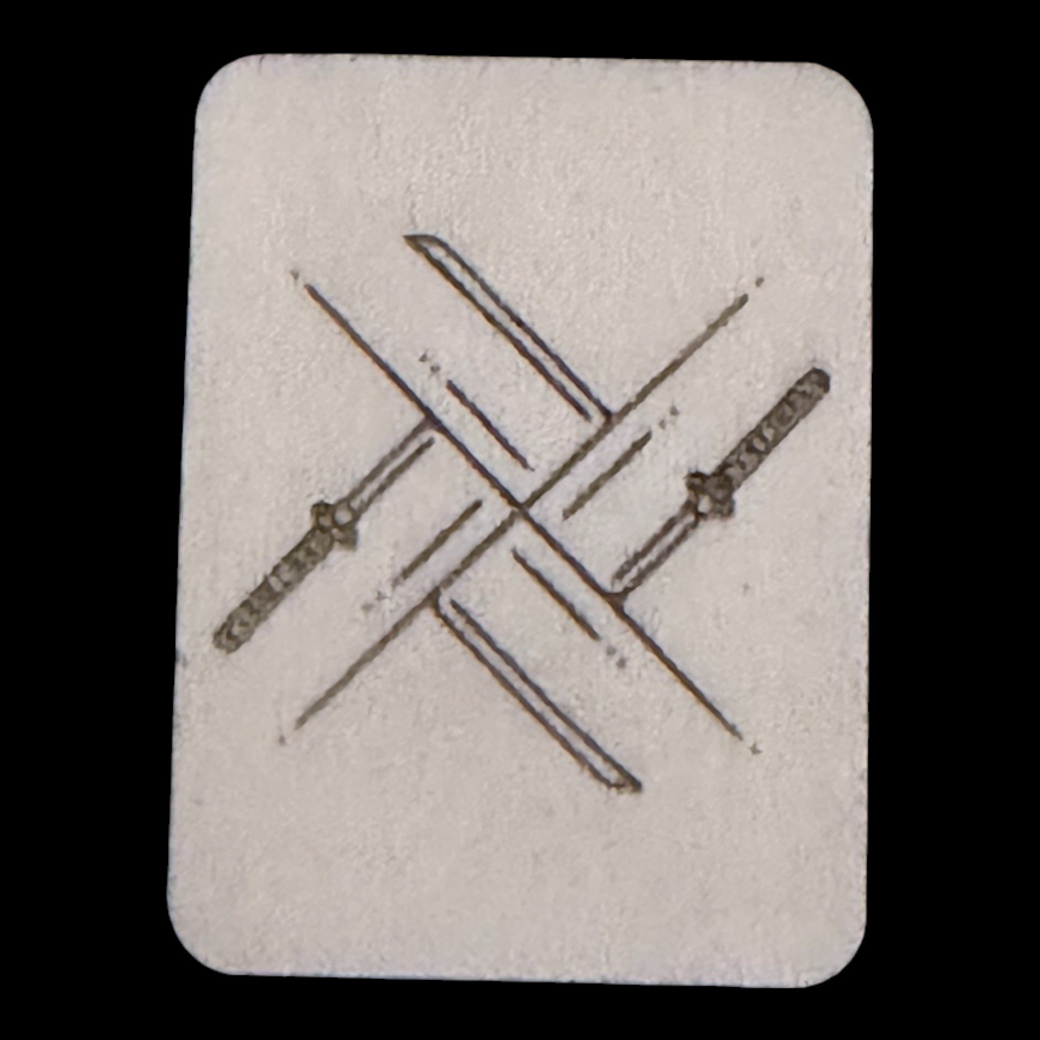 Crossed Katanas – Handcrafted Engraved Wooden Mahjong Tiles - Various Sizes