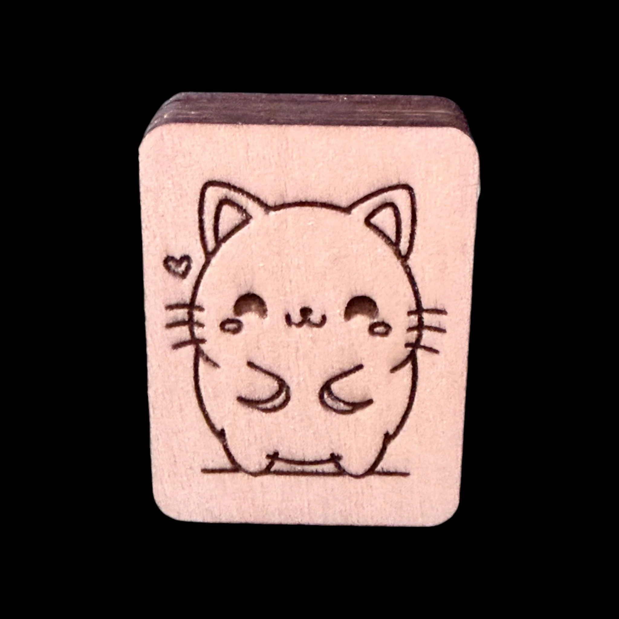 Smiling Cat – Handcrafted Engraved Wooden Mahjong Tiles - Various Sizes