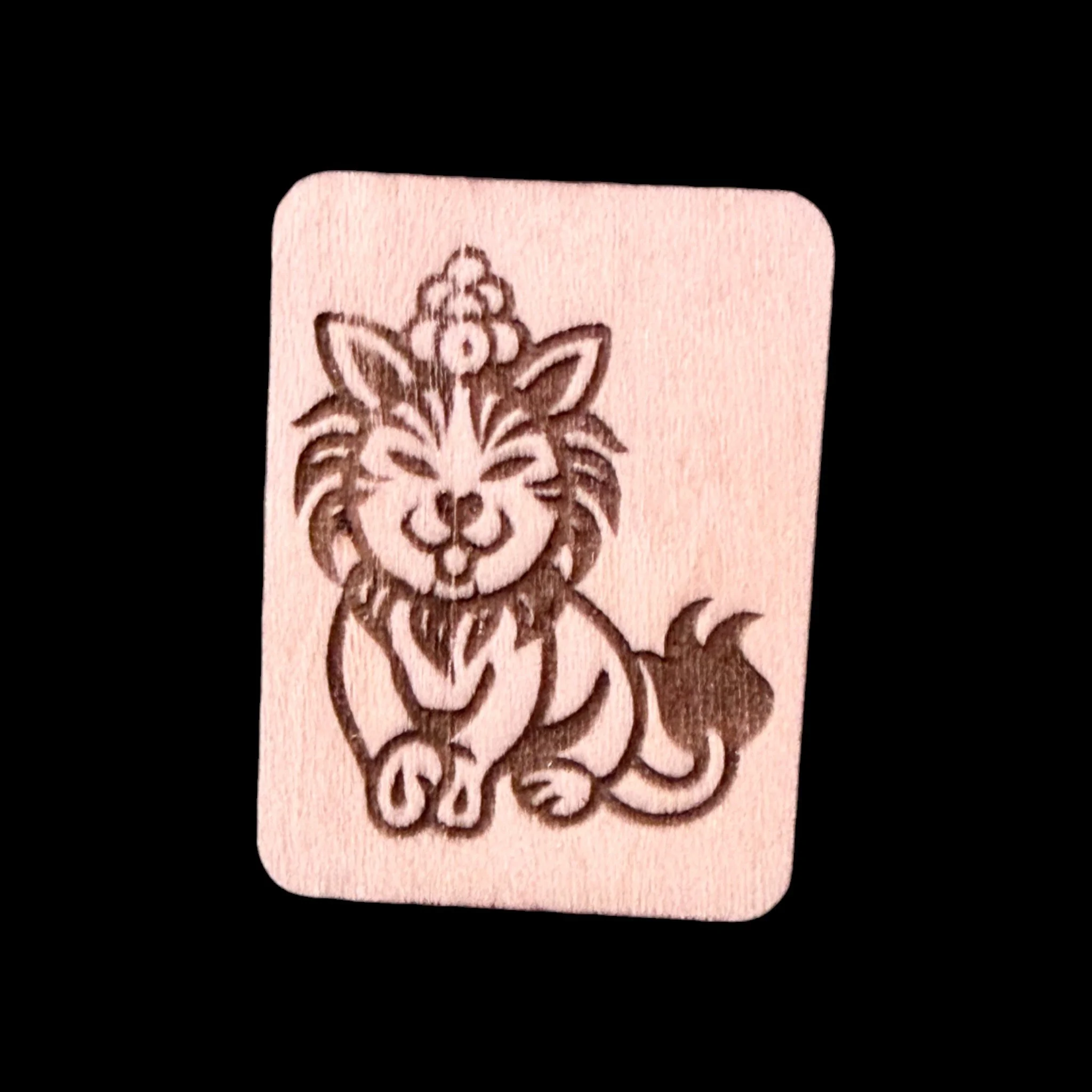 Chinese Lion – Handcrafted Engraved Wooden Mahjong Tiles - Various Sizes