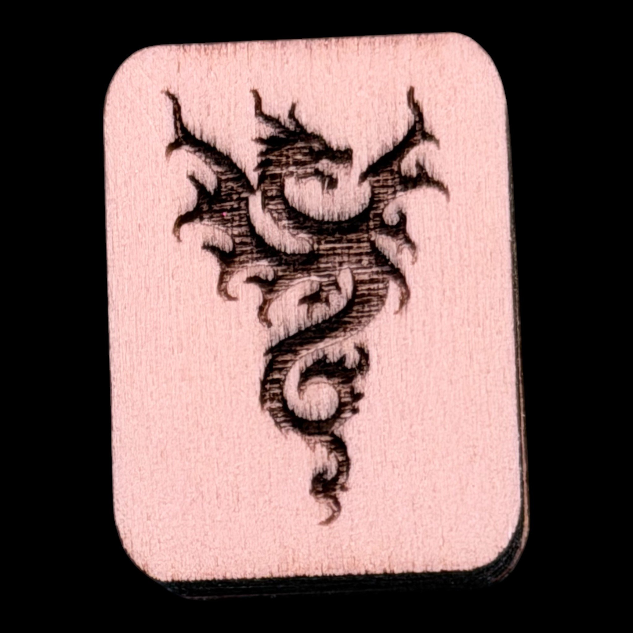 Dragon – Handcrafted Engraved Wooden Mahjong Tiles - Various Sizes