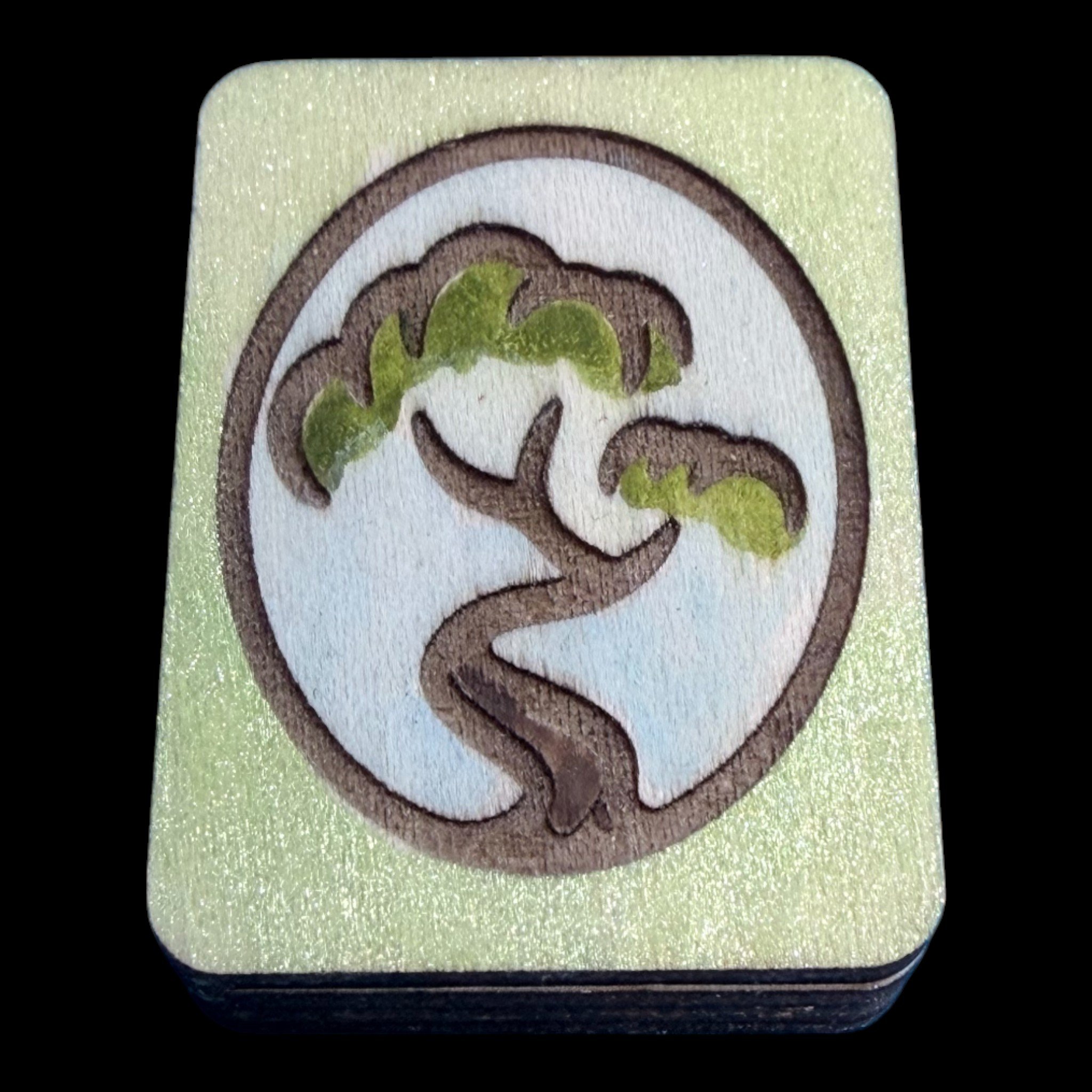 Bonsai Tree – Handcrafted Hand-painted Wood Mahjong Tiles