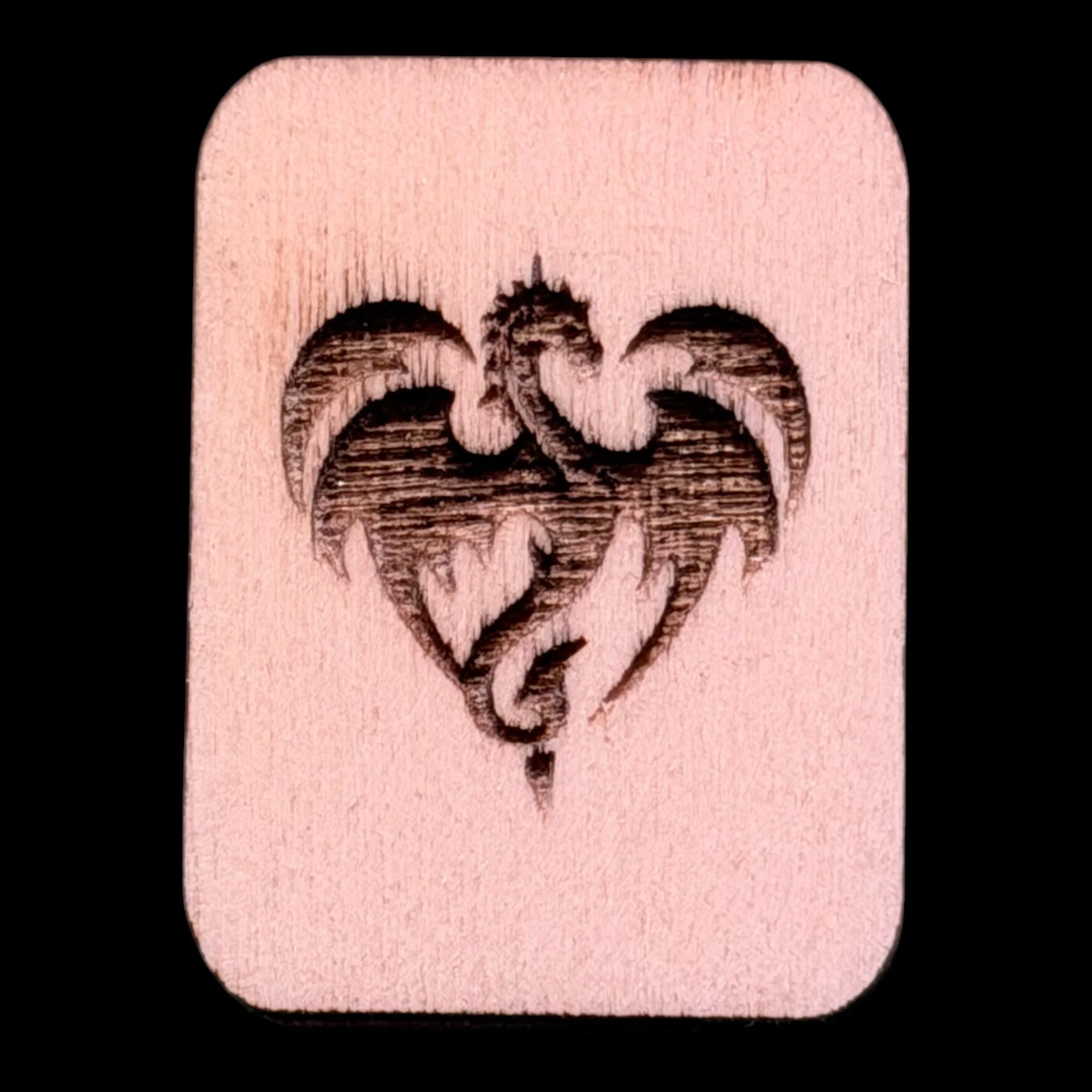 Heart Dragon – Handcrafted Engraved Wooden Mahjong Tiles - Various Sizes