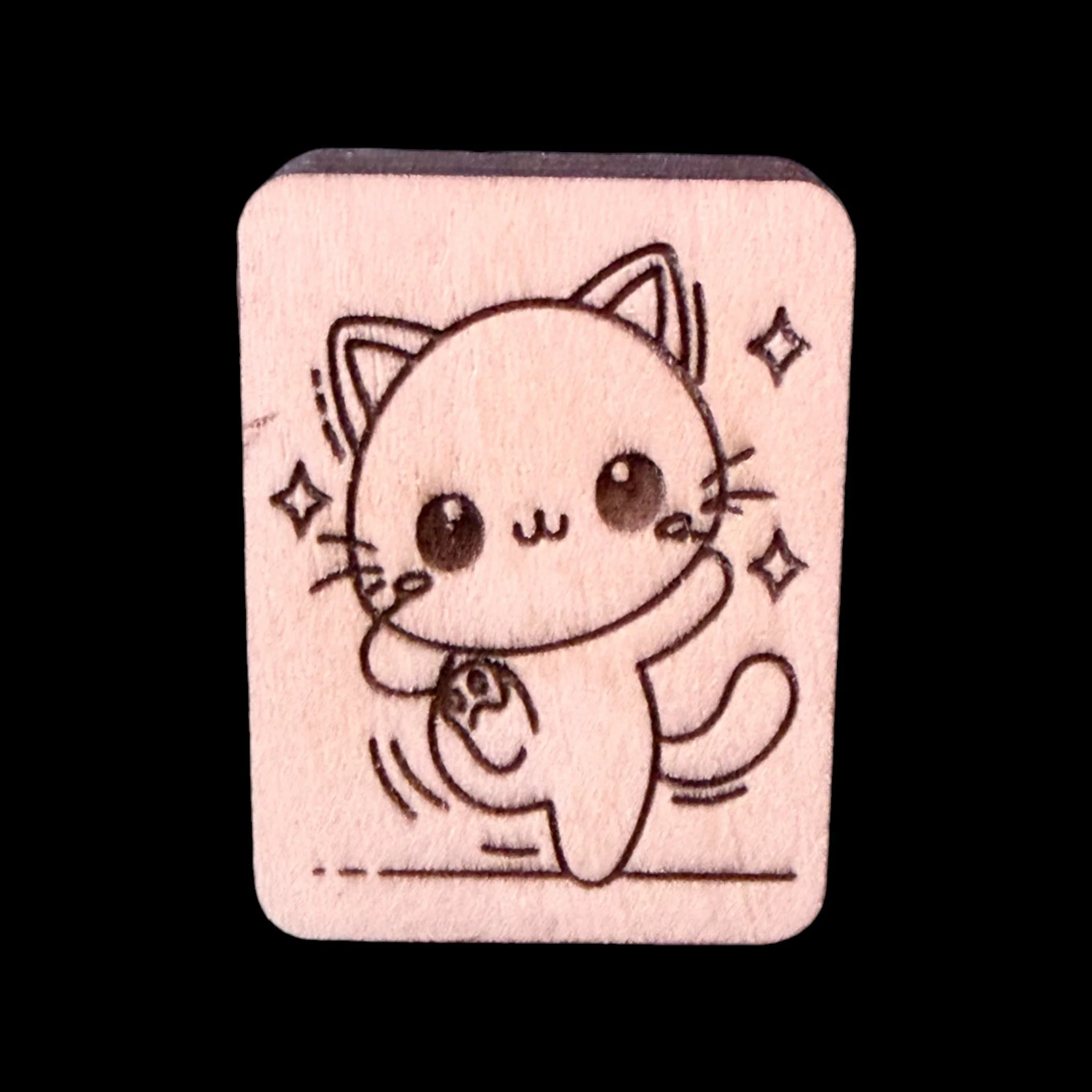 Dancing Cat – Handcrafted Engraved Wooden Mahjong Tiles - Various Sizes