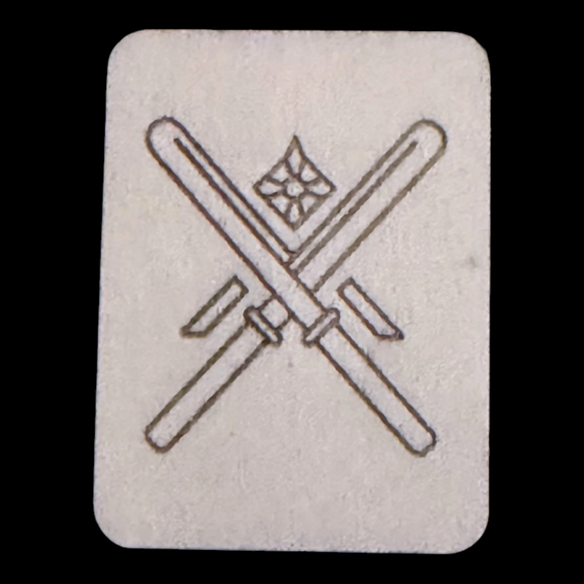 Crossed Katanas – Handcrafted Engraved Wooden Mahjong Tiles - Various Sizes
