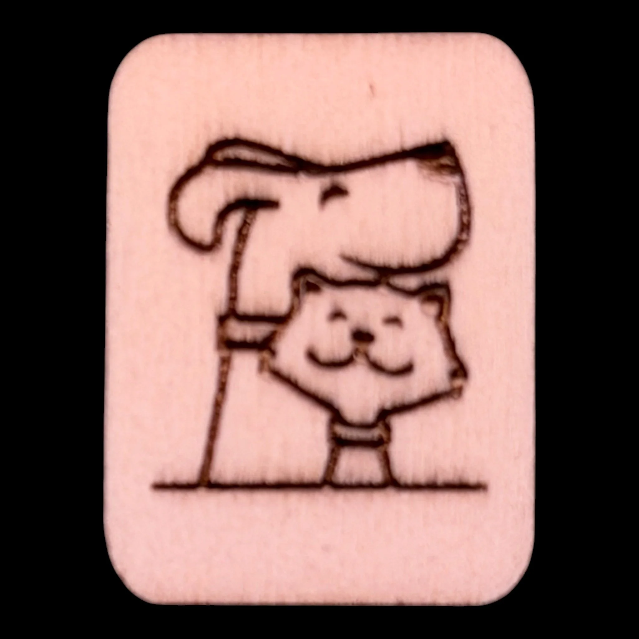 Cat & Dog – Handcrafted Engraved Wooden Mahjong Tiles - Various Sizes