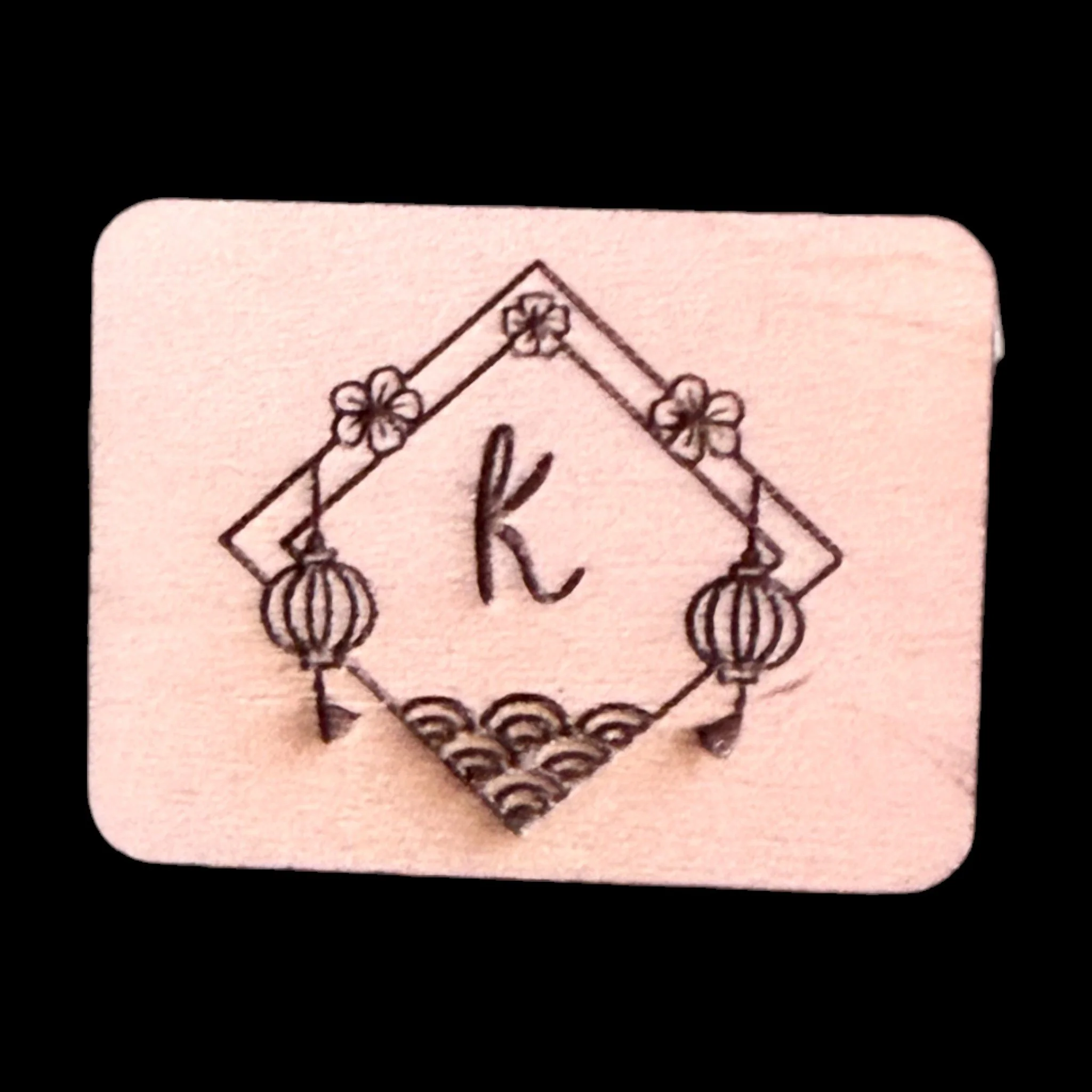 Lantern Monogram – Handcrafted Engraved Wooden Mahjong Tiles - Various Sizes