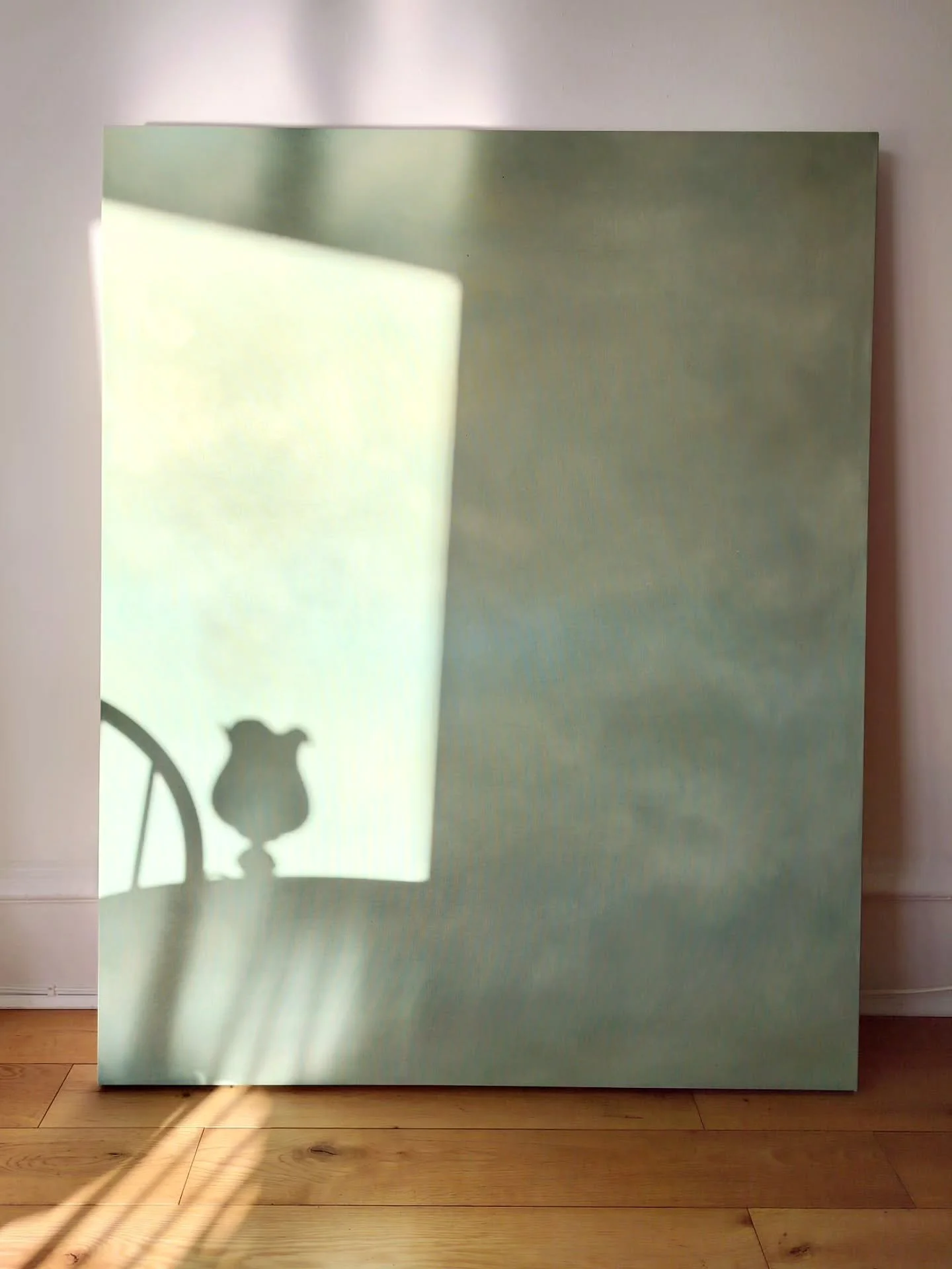 This delicious sunbeam in my apartment (a rarity in Glasgow) warmed my face and lit up one of my next canvas grounds this afternoon.
This ground was packed up almost to the day one year ago in Watlington, the sleepy Oxfordshire town we lived in betwe