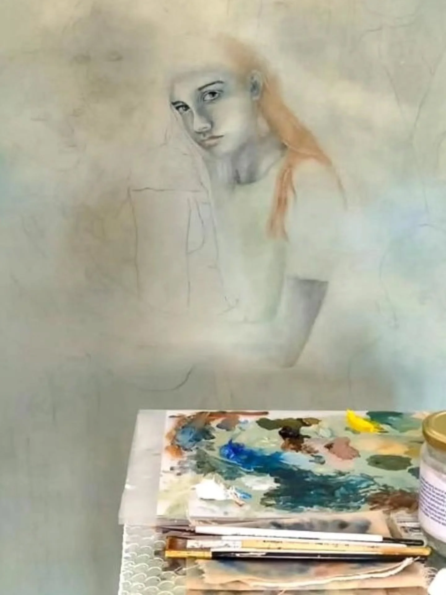 New work in progress in the quiet hours of the day. Four months of composition can finally begin to take shape in colour. Pushing scale across three panels, muted colour palettes and softness in paint...it will be here growing steadily over the comin