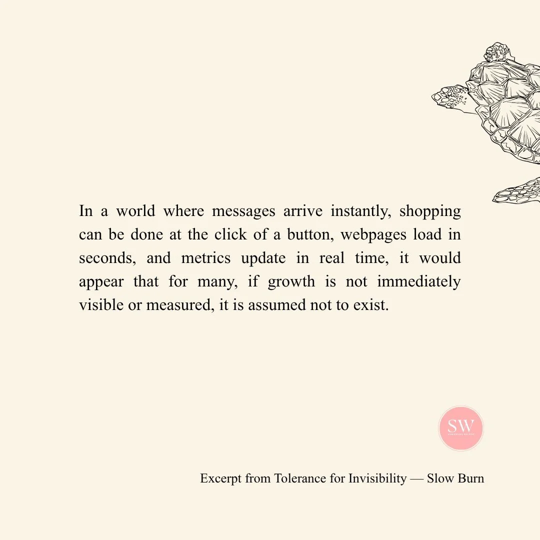 Excerpt from Tolerance for Invisibility.

🐢 Read the full piece and subscribe via the link in bio.

#SlowBurnStudio #WritingPractice #CreativePractice #PaintingPractice #ContemporaryArt
