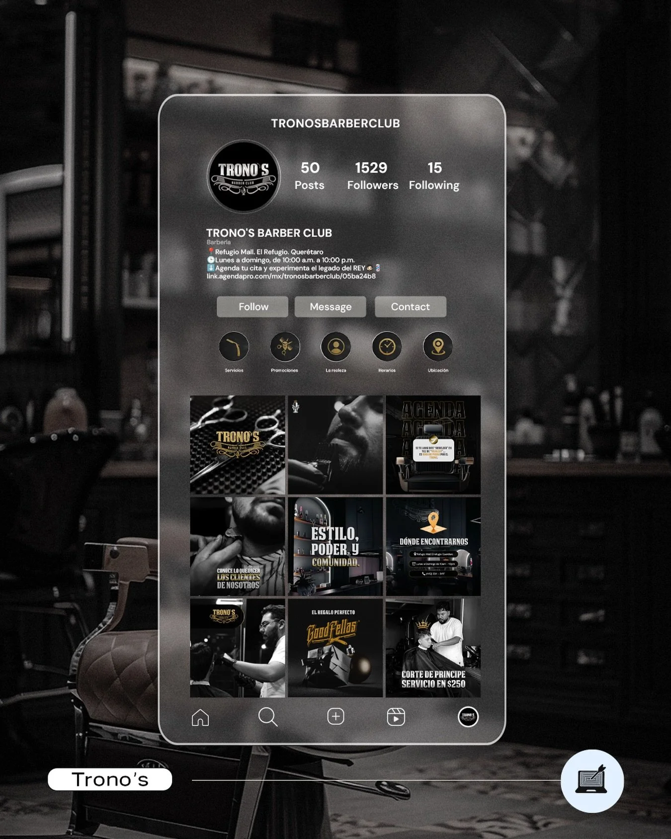 Un feed a la altura de la experiencia. 👑💈
As&iacute; se ve Tronos Barber Club cuando la imagen comunica poder y estilo.

📲9995 28 13 28
idealmarketingagency.mx 

#feedupdate #marketing #functionaltraining #design