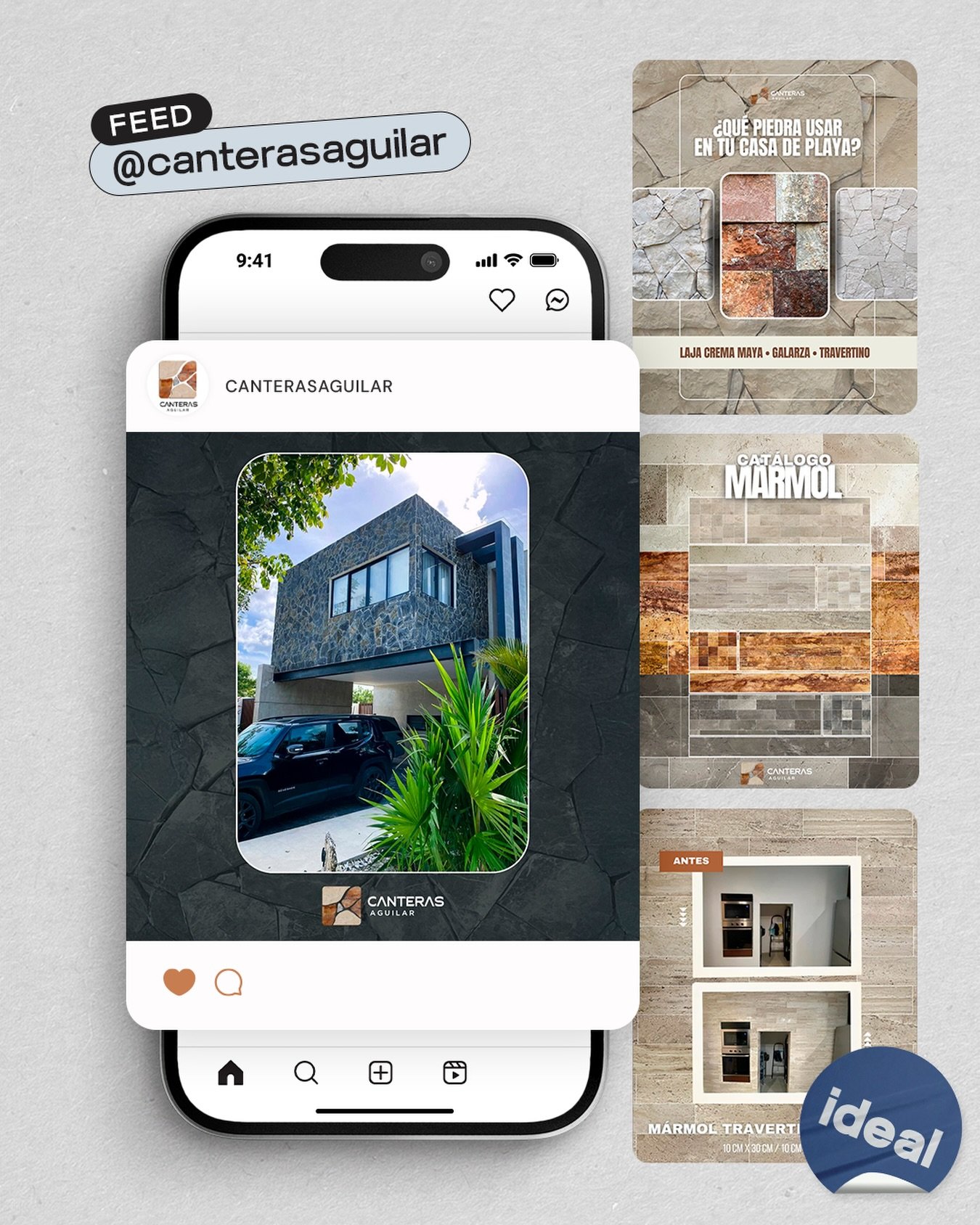 Dise&ntilde;amos un feed s&oacute;lido, elegante y alineado a la esencia de Canteras Aguilar ✨ @canterasaguilar 

&iexcl;Cotiza con nosotras!
📲9995 28 13 28
idealmarketingagency.mx

#marketingagency #creacioncontenido #canteras #meridayucatan #desig