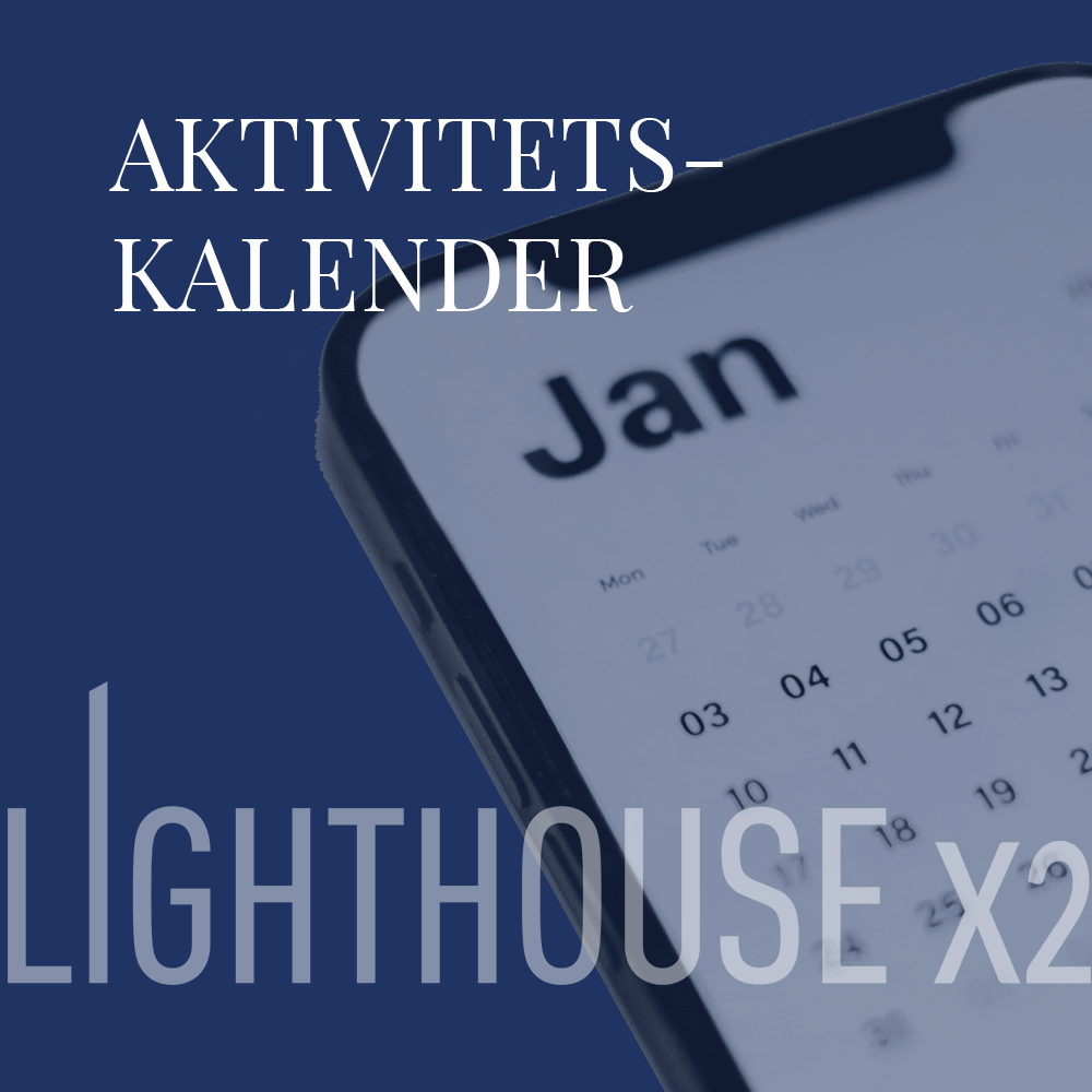 Gragik med link til Aktivitets-kalender for Ejerforeningen Lighthouse x2   