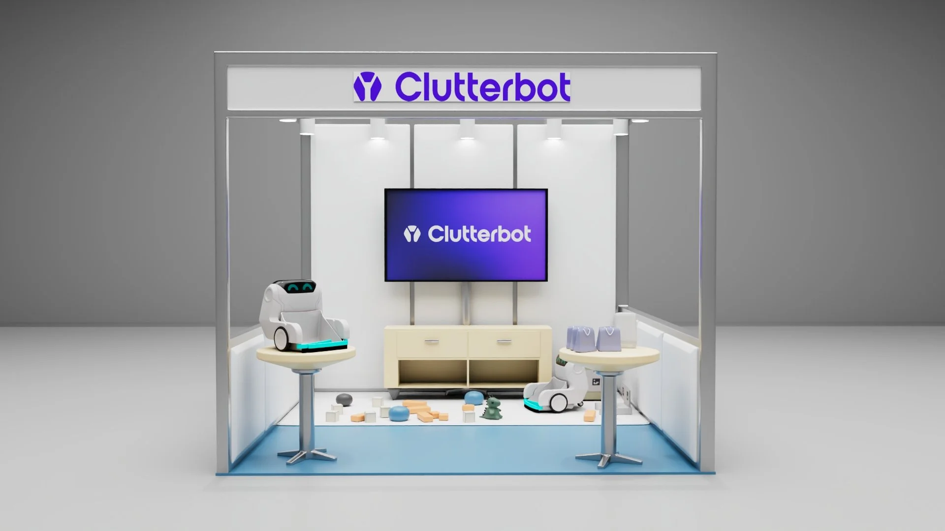 3D booth concept made in Autodesk Maya