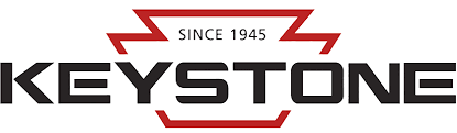 Keystone logo with the text 'Since 1945' above it, featuring black and red colors.