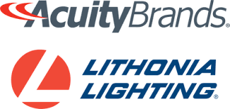 Logos of Acuity Brands and Lithonia Lighting. For specified jobs.