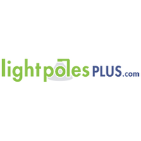 Logo of lightpolesPLUS.com with green and blue text.